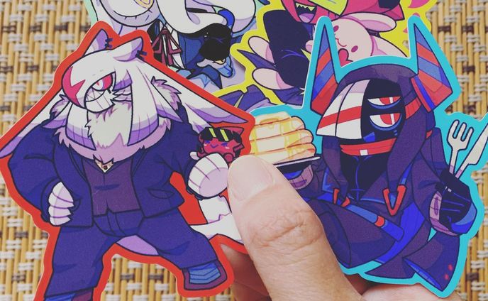 New stickers have arrived!
Since the printing press is the latest, bright vivid colors are also reproduced.
The hologram sticker is a purchase privilege.
(If you have leftovers, they will also be included in the mail-order benefits.)

新しいステッカー、RGB対応の印刷所に頼んだので、今までのより綺麗さがアップ⤴️しました✨
めちゃくちゃオススメです！

ホログラムステッカーは購入特典です。

#イラスト #人外 #オリジナルイラスト 
#オリジナルキャラクター #illustration #monster #originalcharacter #characterdesign #touseioc #デザインフェスタ #デザインフェスタ57 #デザフェス