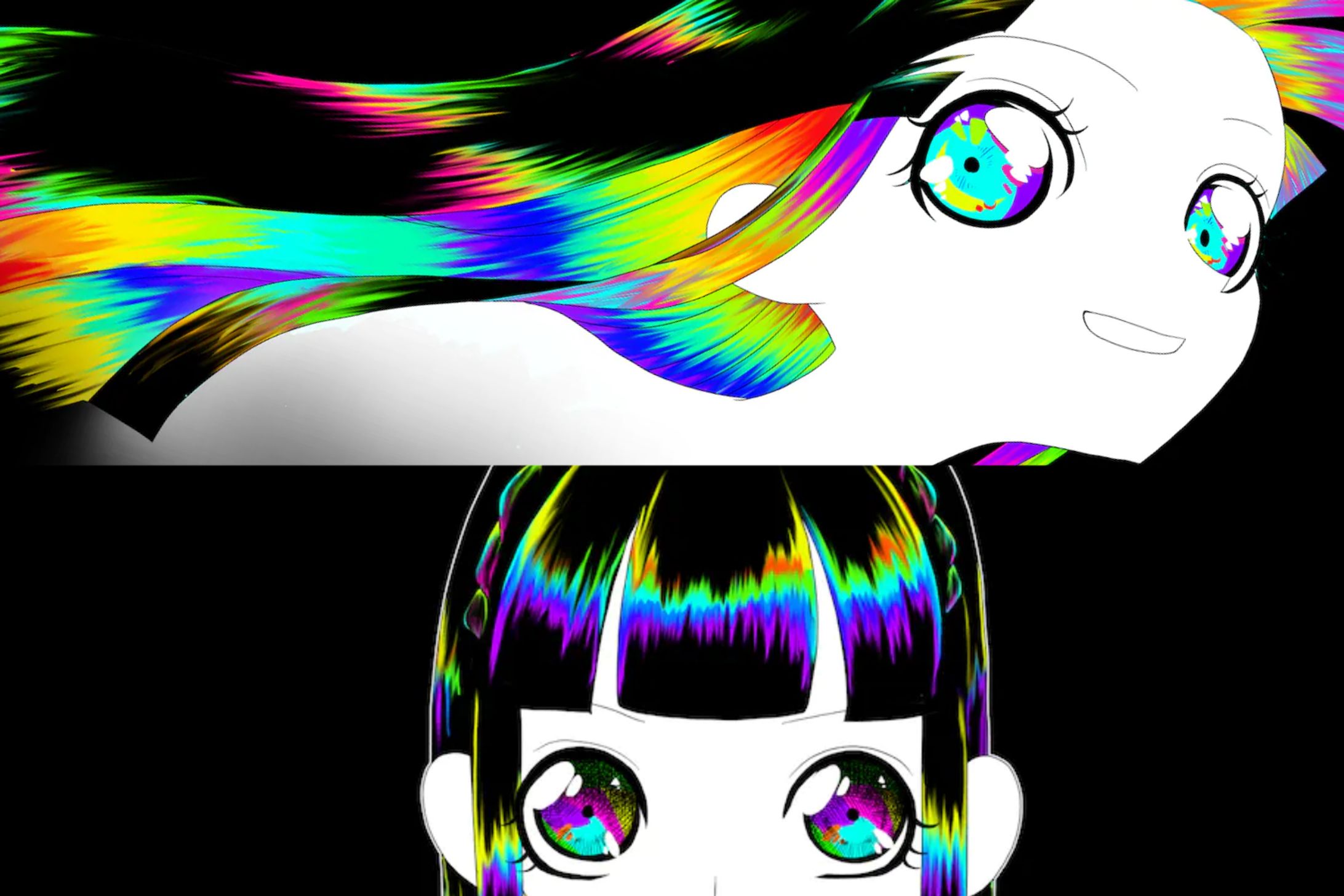 虹色の黒髪（2枚）-1