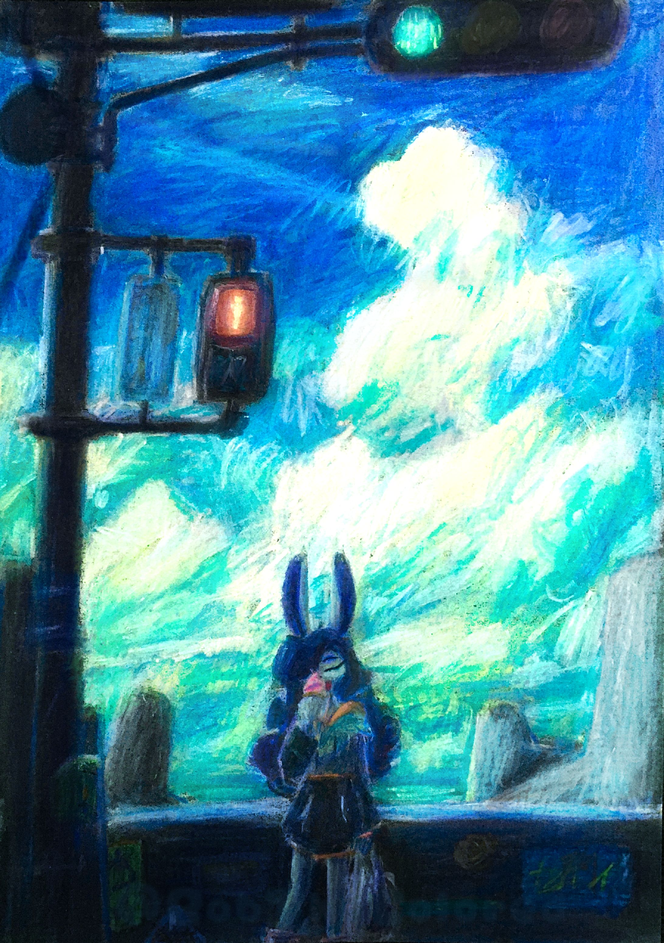 夏の日の信号で(創作)-1