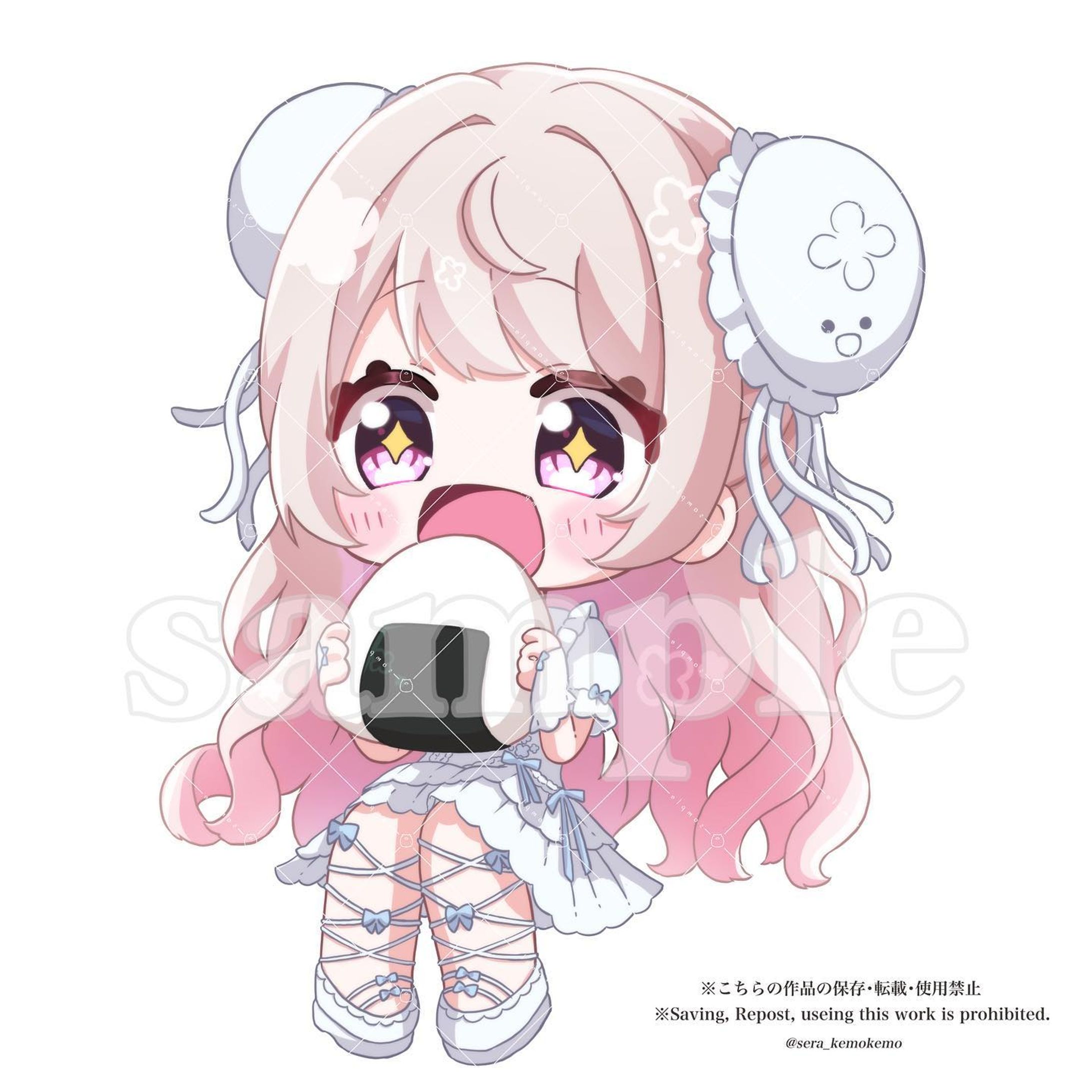 【ご依頼実績】配信待機画面用兼グッズ用SDイラスト/海月様-1