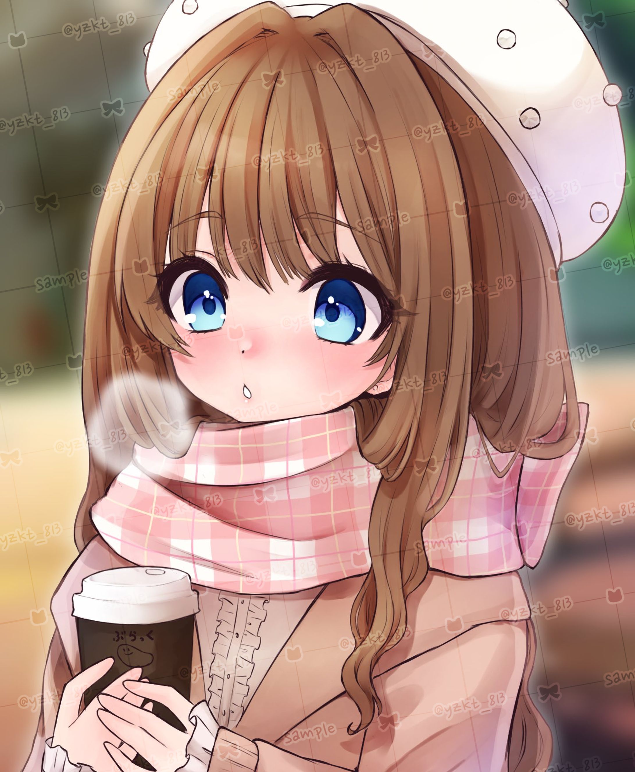 ご依頼　コーヒー持った女の子-1