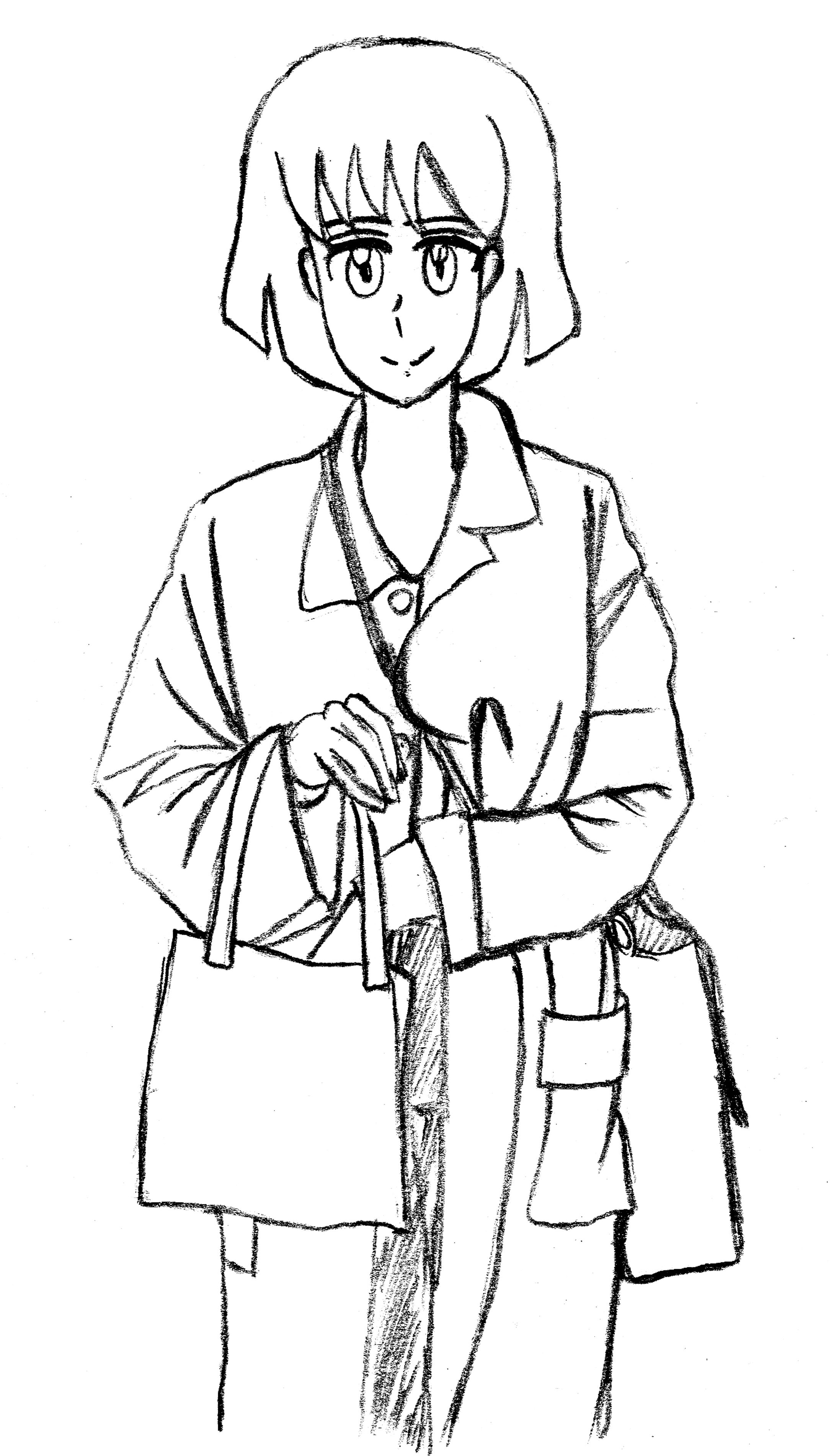 (Pencil drawing) An attendee of Comic Market-1