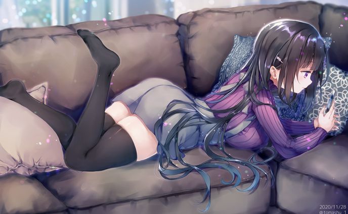 ソファでリラックス