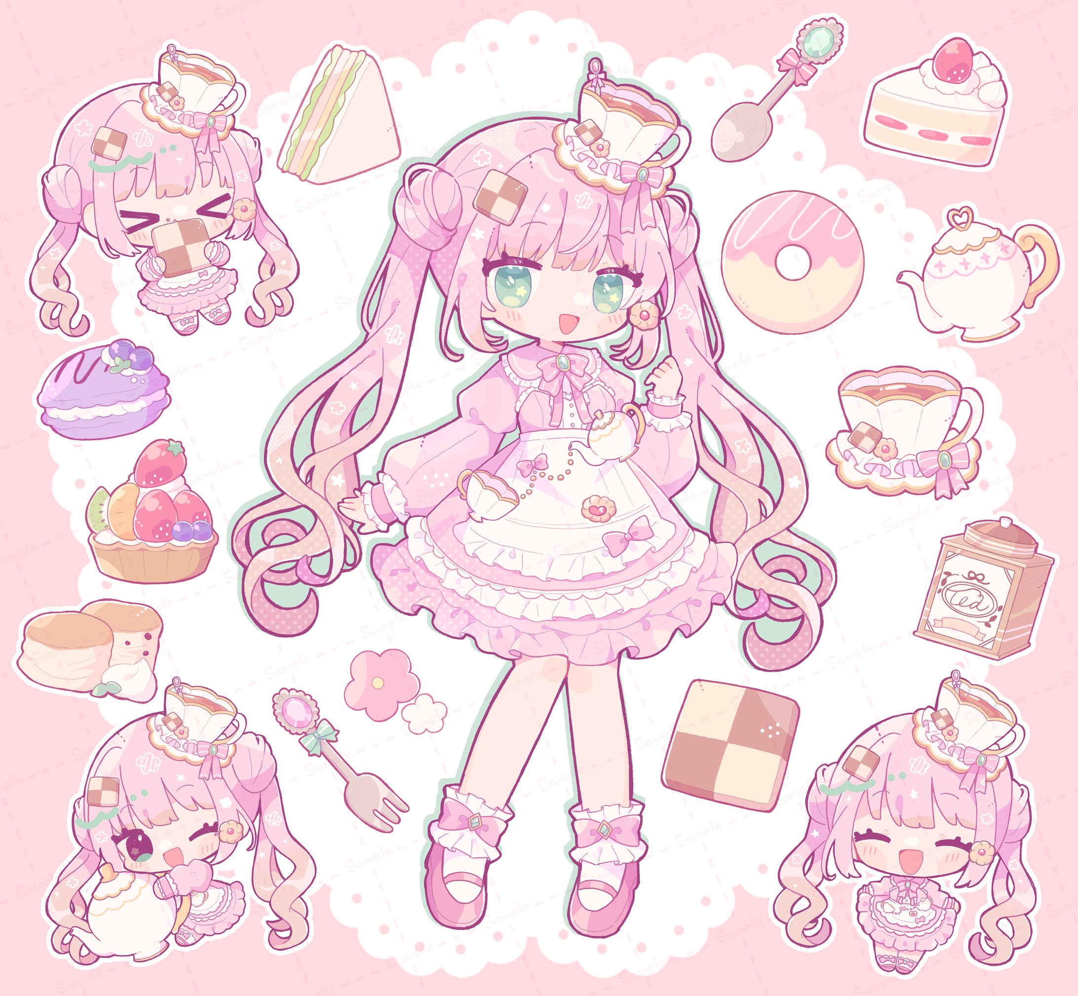 アメリー・カノン様等身絵＆ミニキャラ＆小物イラスト-1