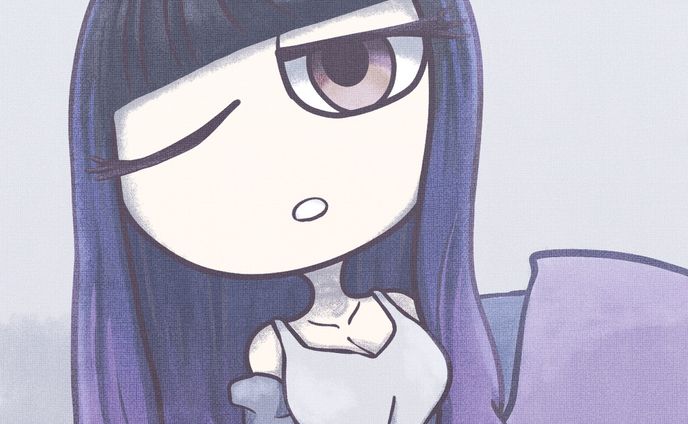 #女の子 #girl #イラスト #illustration #デジタル #digitalillustration #かわいい #cute #kawaii #うとうと #紫 #purple #タンクトップ #ポップ #ゆめかわいい #ロングヘア #longhair