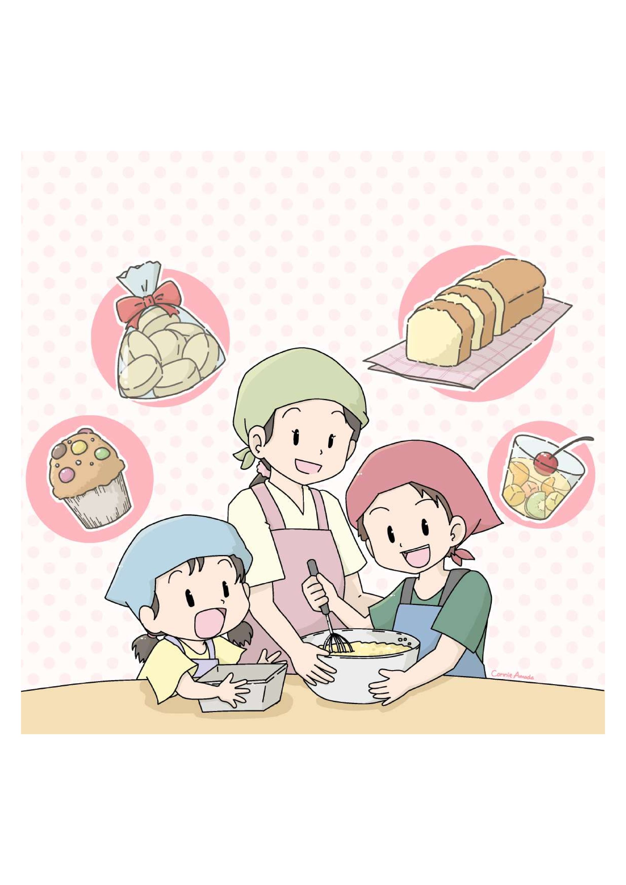チラシイラスト「親子おやつ教室」-1
