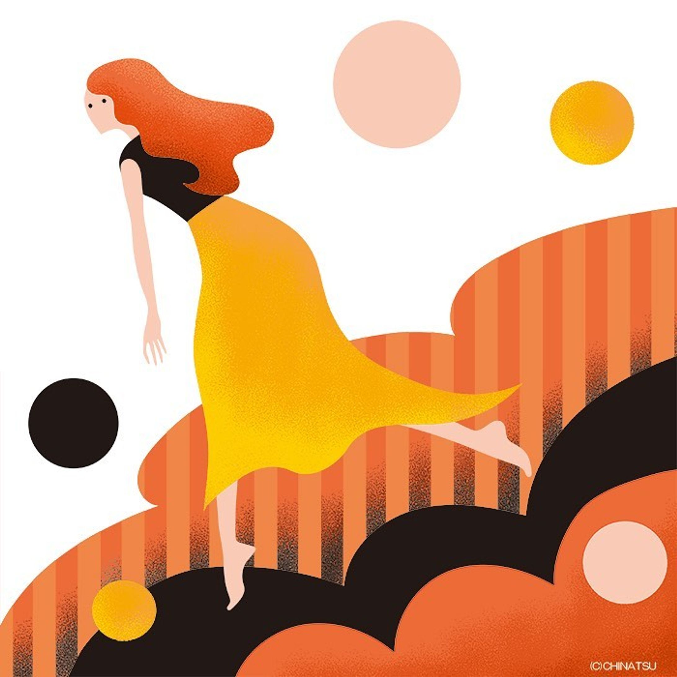 オリジナルイラスト　幾何学模様の女の子-1