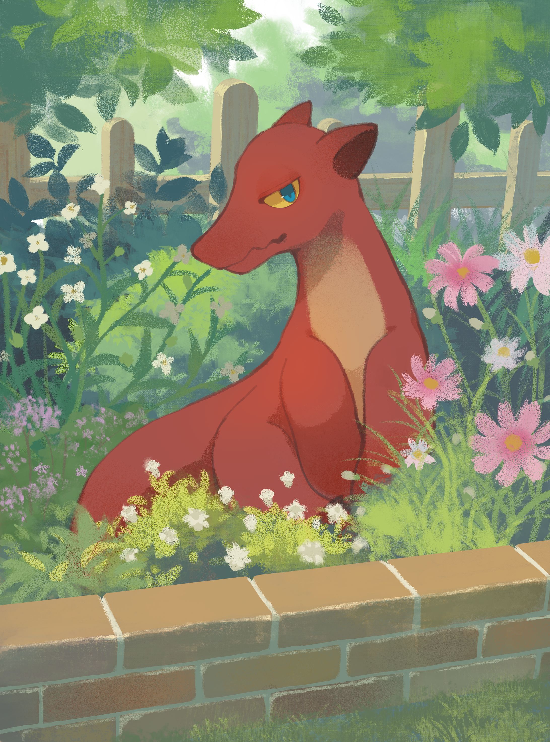 庭の花壇でドラゴンを拾う-1