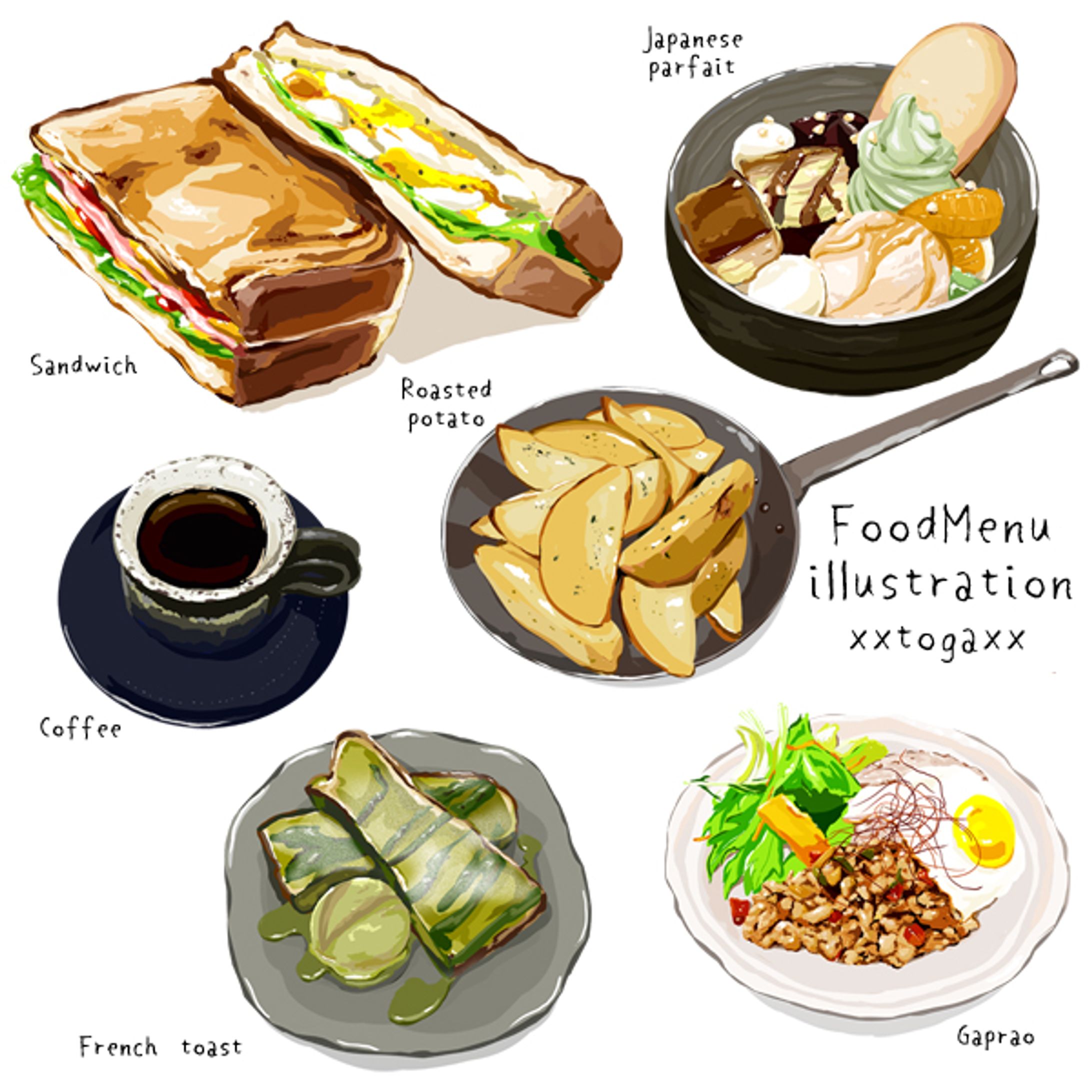 店舗用フードメニューイラスト-1