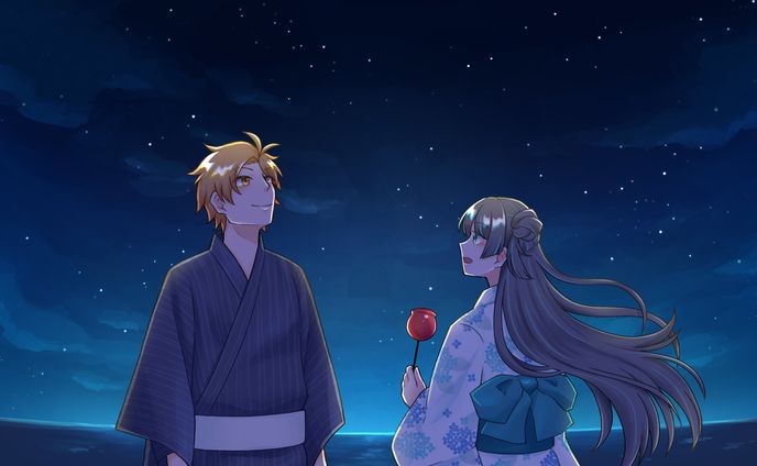 【ご依頼】Qoo様・羽咲眠様「打ち上げ花火」歌ってみたイラスト