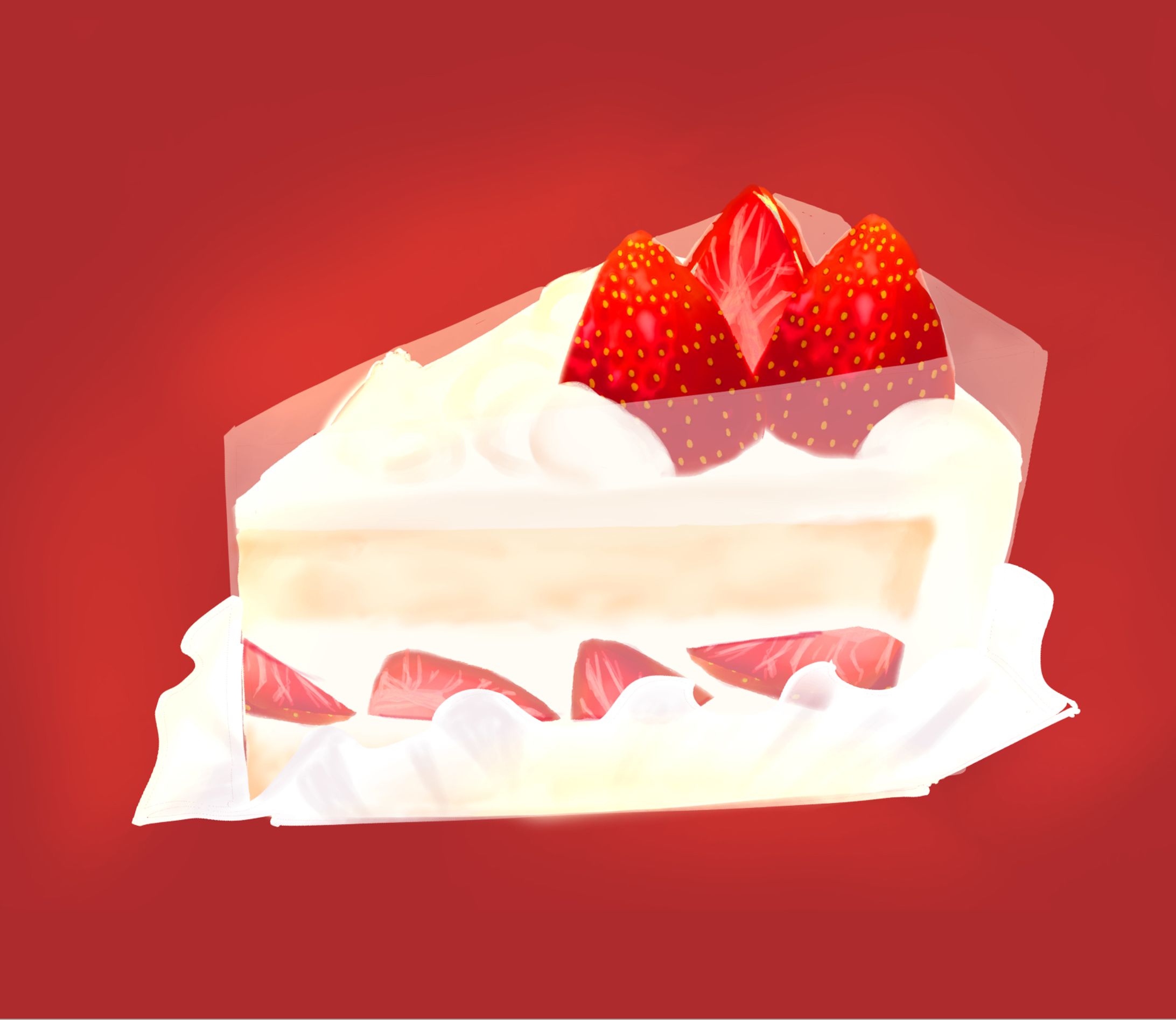 【デッサン】いちごショートケーキ-1