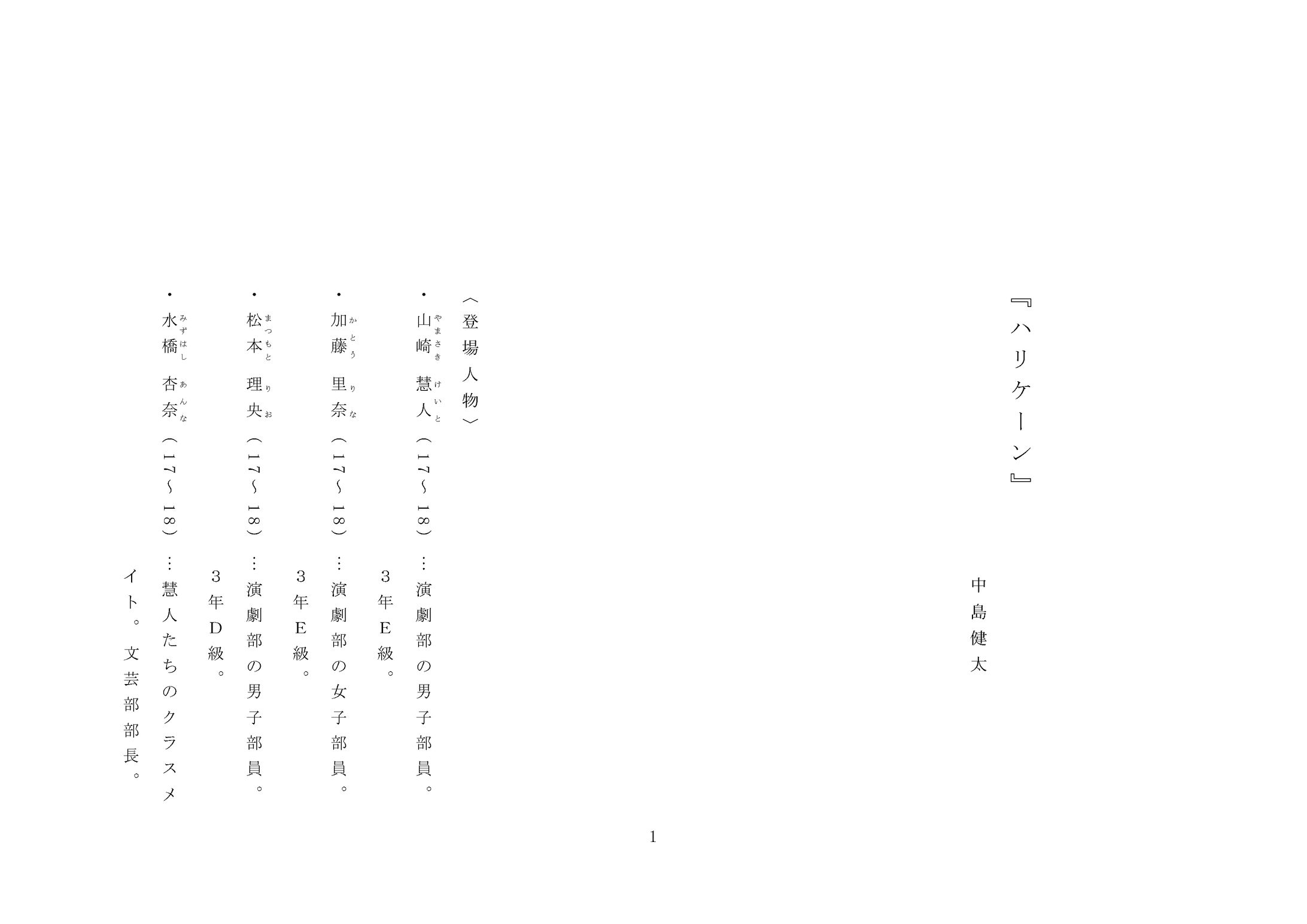 オリジナル脚本『ハリケーン』-1