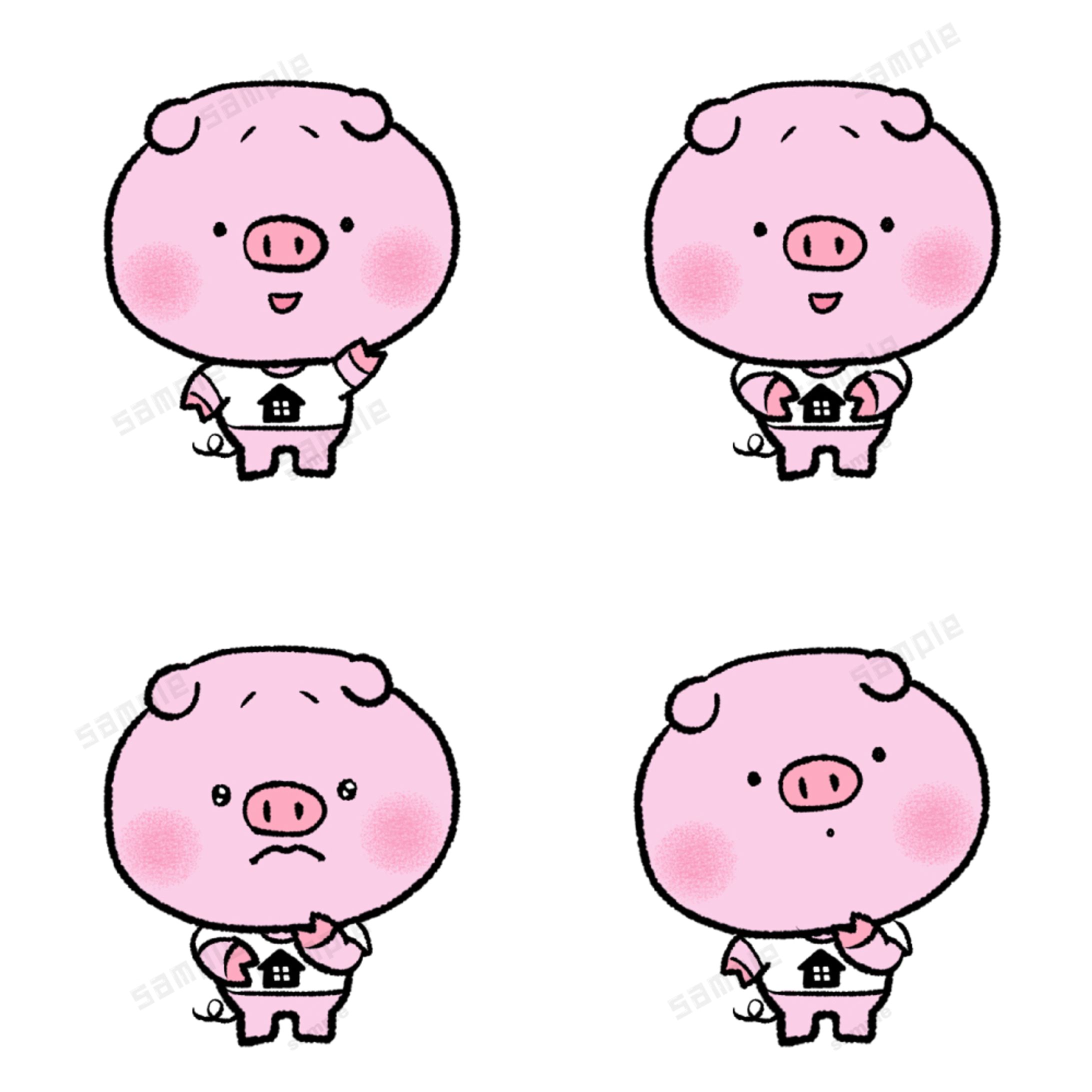 ブタの手書き風キャラ-1