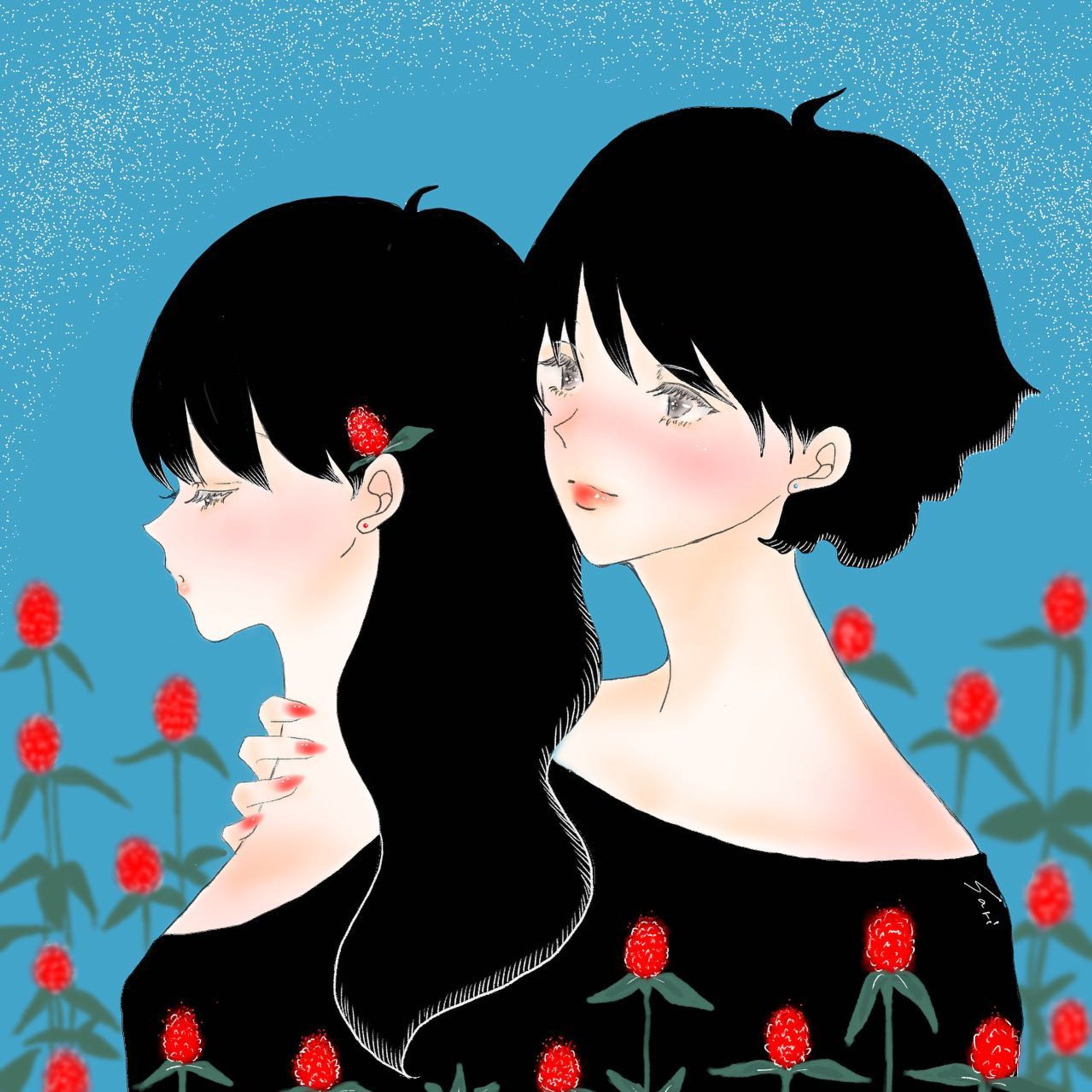 あなたが好き

‎⋆ ･‎⋆ ･‎⋆ ‎⋆ ･‎⋆ ･‎⋆ ‎⋆ ･‎⋆ ･‎⋆ ･‎⋆
庭の千日紅が沢山咲き誇っていて
今が一番見頃かもしれません。

長持ちするし、とても可愛くて大好きな花です。

そんな千日紅の花言葉は
『色あせぬ愛』
誰かを愛するって素敵な事だ…と思いながら…

Captors 様（ @captors.me ）の
#美しい百合展  に参加させて頂きました。
Captors 様に久しぶりの投稿です。（緊張）

前回久しぶりに女の子を描いたので…
今回の3投稿、女の子にしようかな…と
また勝手な縛りを作っています…。

1日の中で少しでも静かに絵を描く時間があると、無になれて
あー自分に戻れた…って気持ちになります…。

（妄想にふける時間って大事です…）

沢山の中から見つけて下さり有難うございます𓈒◌

#千日紅 
#色あせぬ愛 
#花言葉が好き 
#平松花綴り （久しぶり…）
#女の子2人イラスト 
#女の子イラスト
#百合イラスト 
#百合 
#girlイラスト
#絵描きさんと繋がりたい 
#イラスト好きな人と繋がりたい 
#漫画好きな人と繋がりたい 
#軽美術部 
#軽美術部のみんなでフォローし合おう 
#cjのろりに絵を見てほしい 
#illustration #插图 
#anipiccom #イラスト 
#anipraillustration 
#creatorsfile 
#irodoricampus 

@keivi.jp
@creatorsfile 
@anipraillustration-1