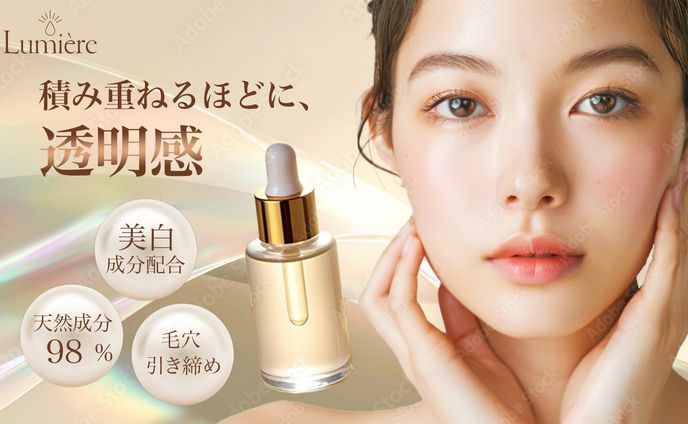 【架空】コスメブランド「Lumière」美容液告知バナー2種