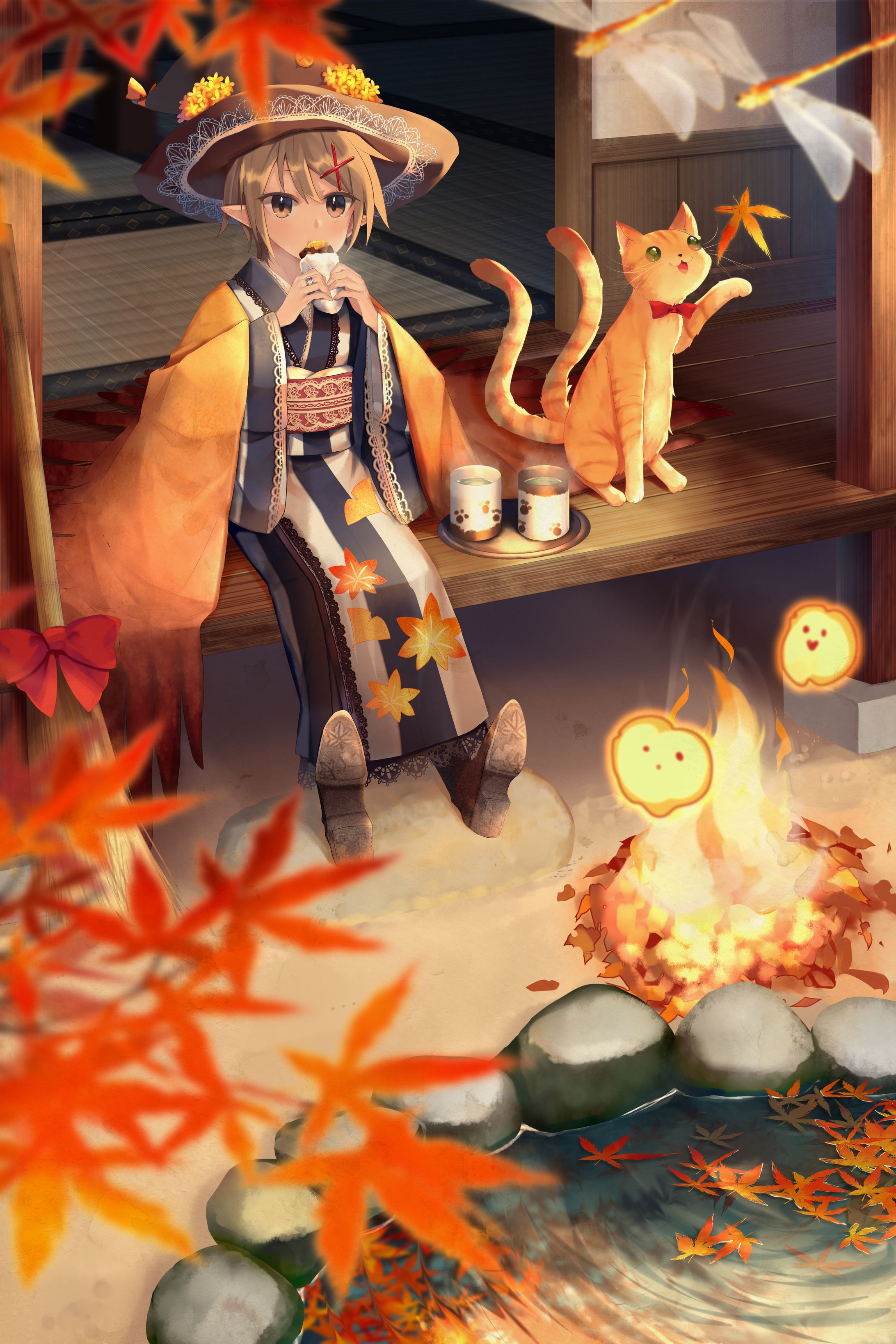 秋の魔女さんと縁側-1