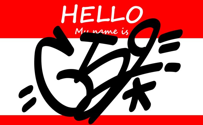 Hello my name is ステッカータギング
