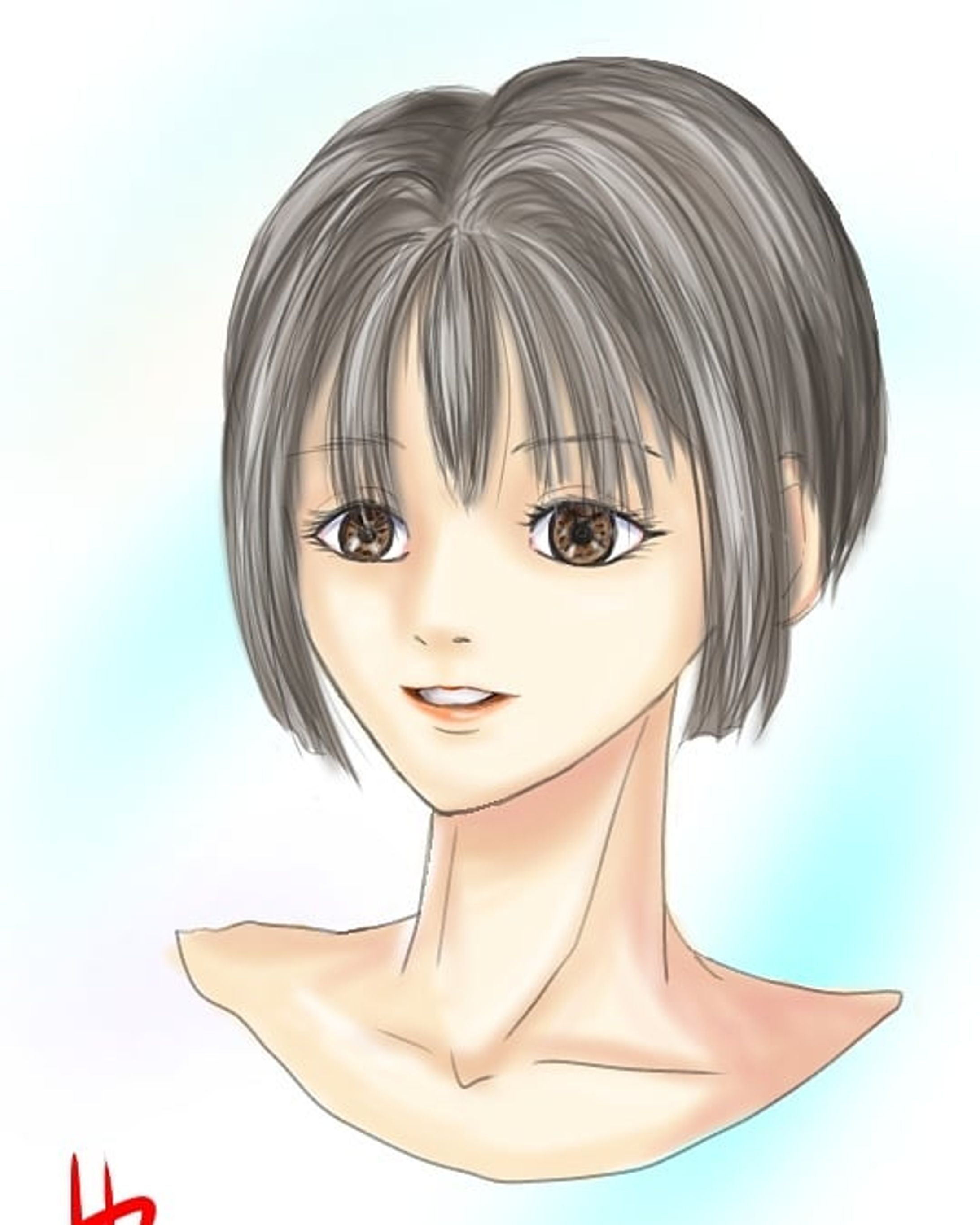 前回の水着女子顔が描けなくて、昔どんなの描いてたか遥か昔の記憶をたぐったら、ああ！こんなの描いてたわ～と思い出しました。でこんな感じ
#絵描きさんと繋がりたい 
#イラスト好きな人と繋がりたい 
#デジタルイラスト練習中-1