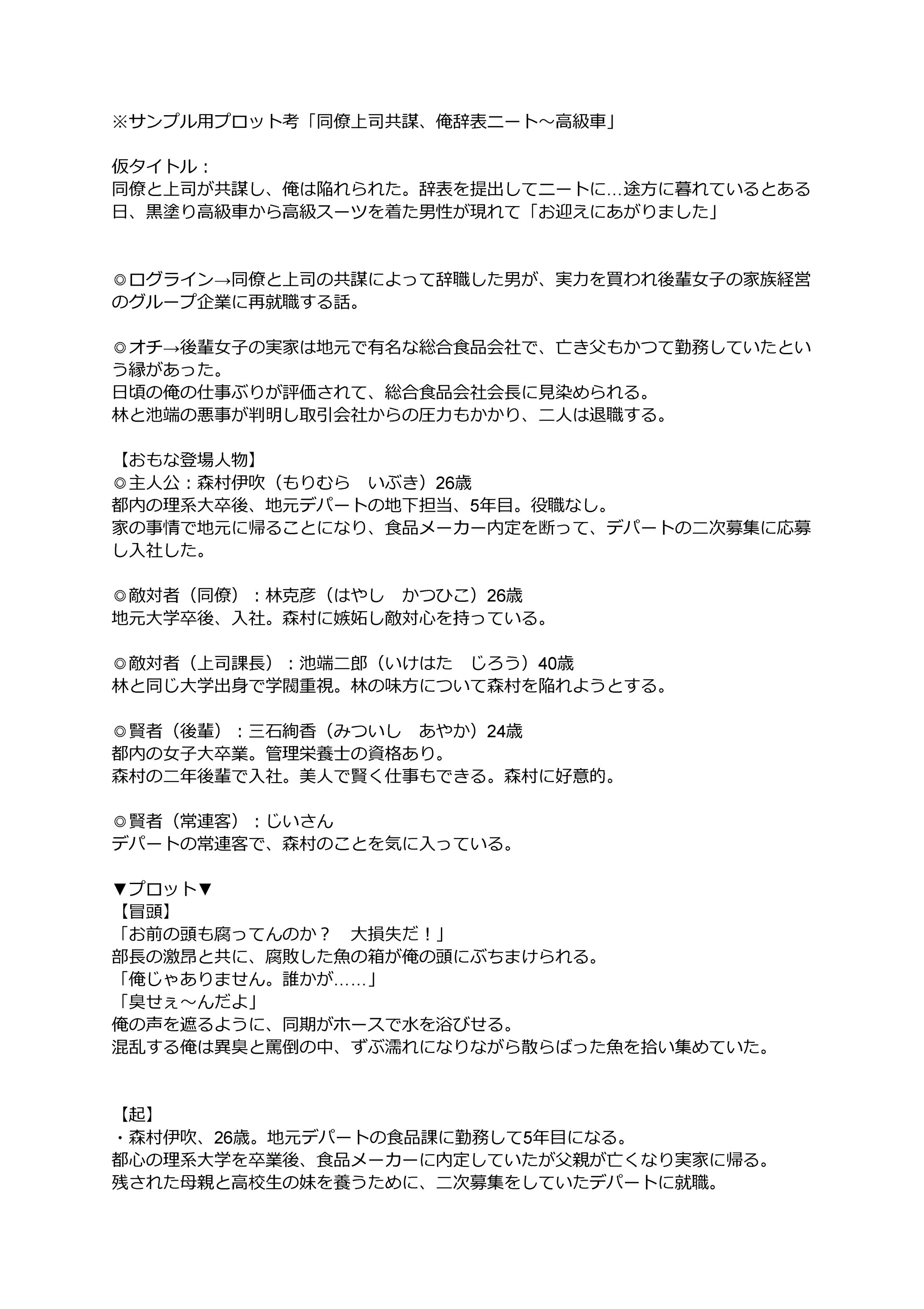 【プロットYouTubeスカッと朗読】「同僚上司共謀、俺辞表ニート～高級車」   Google ドキュメント-1