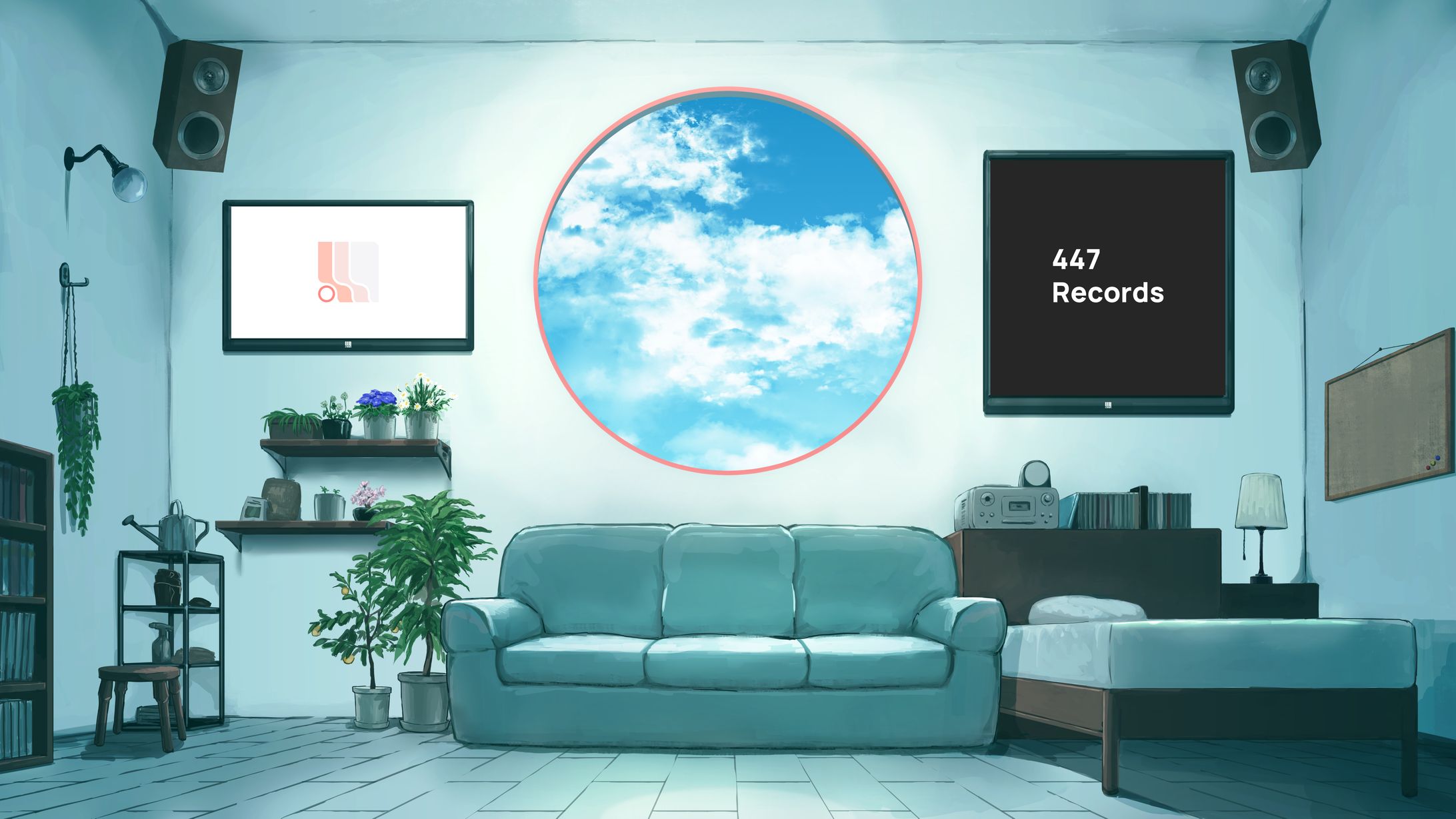 447 Music Radio 背景イラスト-1