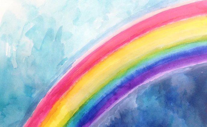 水性インクで虹🌈 これは失敗w #水彩画 #水彩 #イラスト