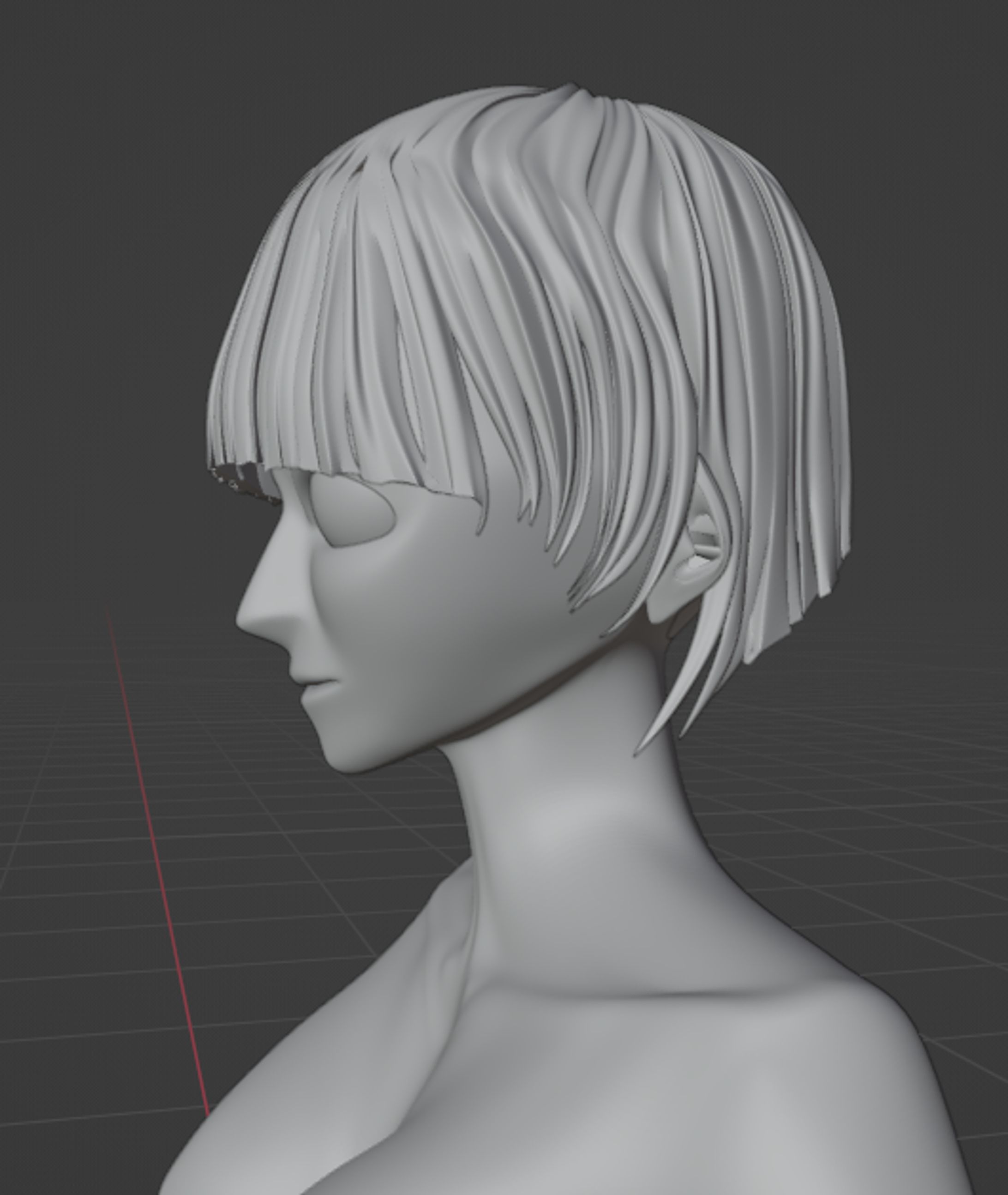 3D　女　前下がりボブ【Blender】-1