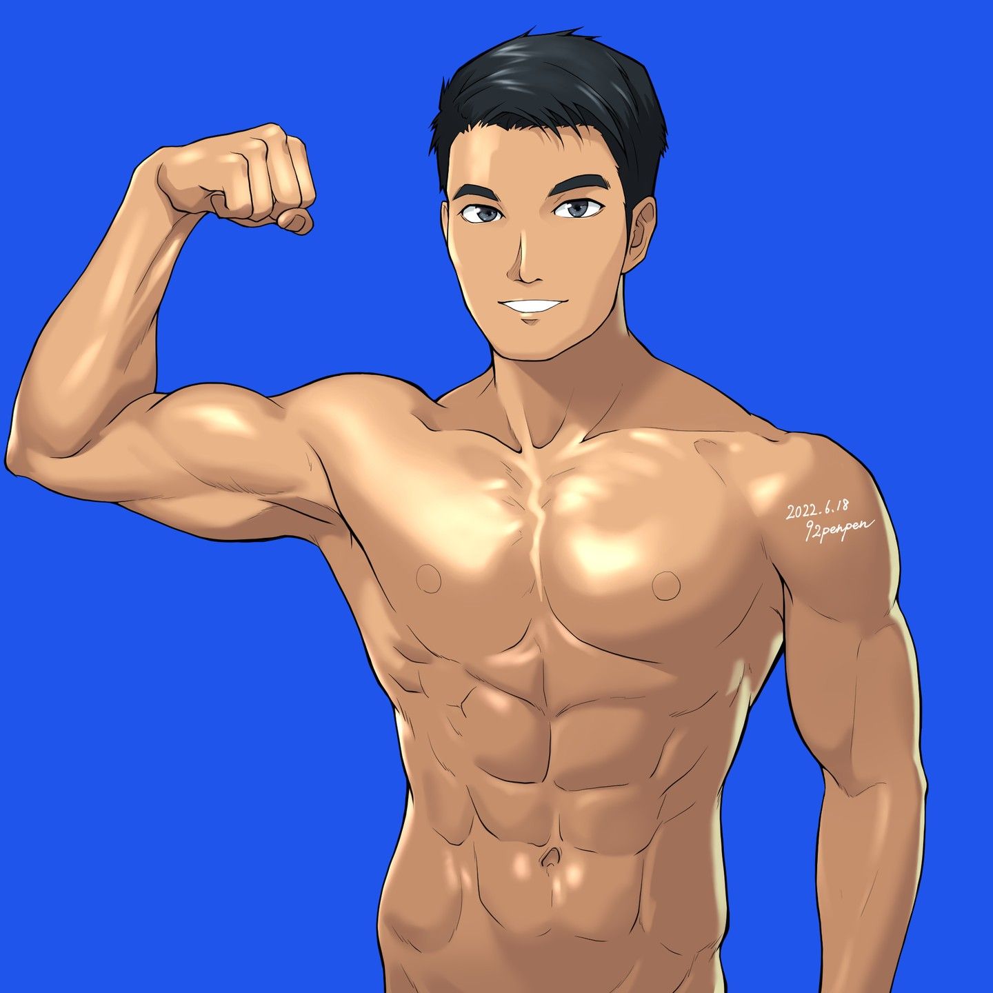 筋肉質キャラクターイラスト 物凄い筋肉の男性＿アニメキャライラスト - No: 23868752｜無料