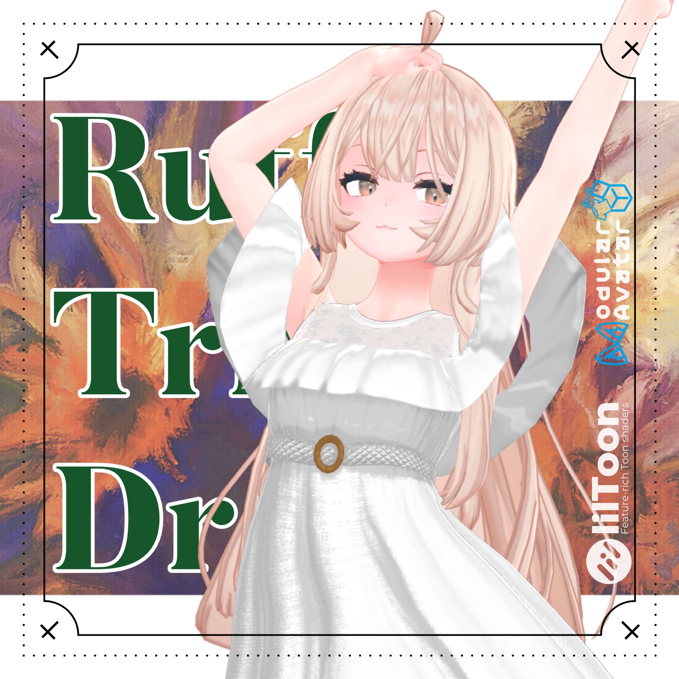 3D衣装/【29アバター対応】Ruffle Trim Dress #28【VRC想定】-1