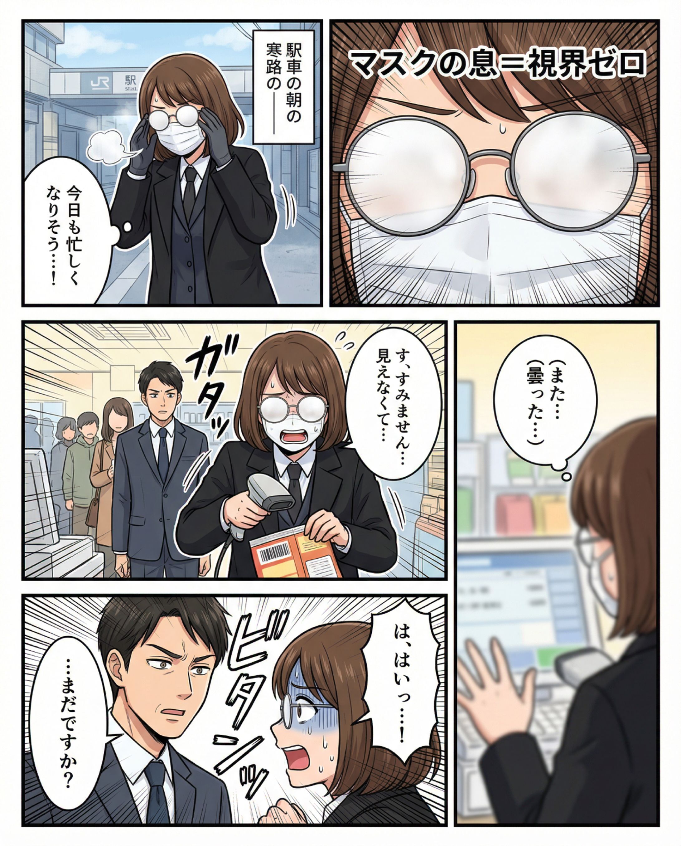 くもらない マスク用 伊達メガネ広告漫画-1