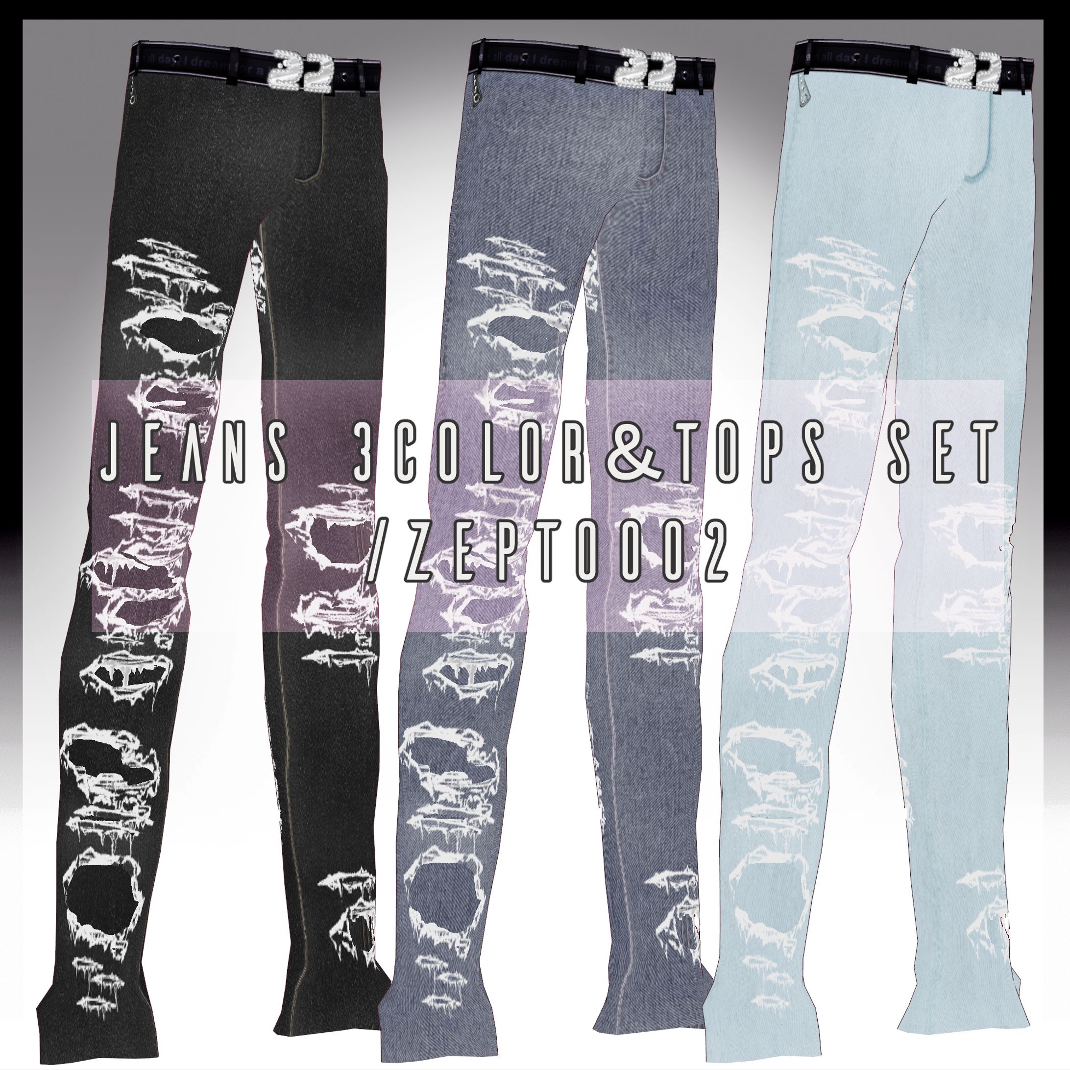 jeans3color＆tops set/ZEPTO002-1