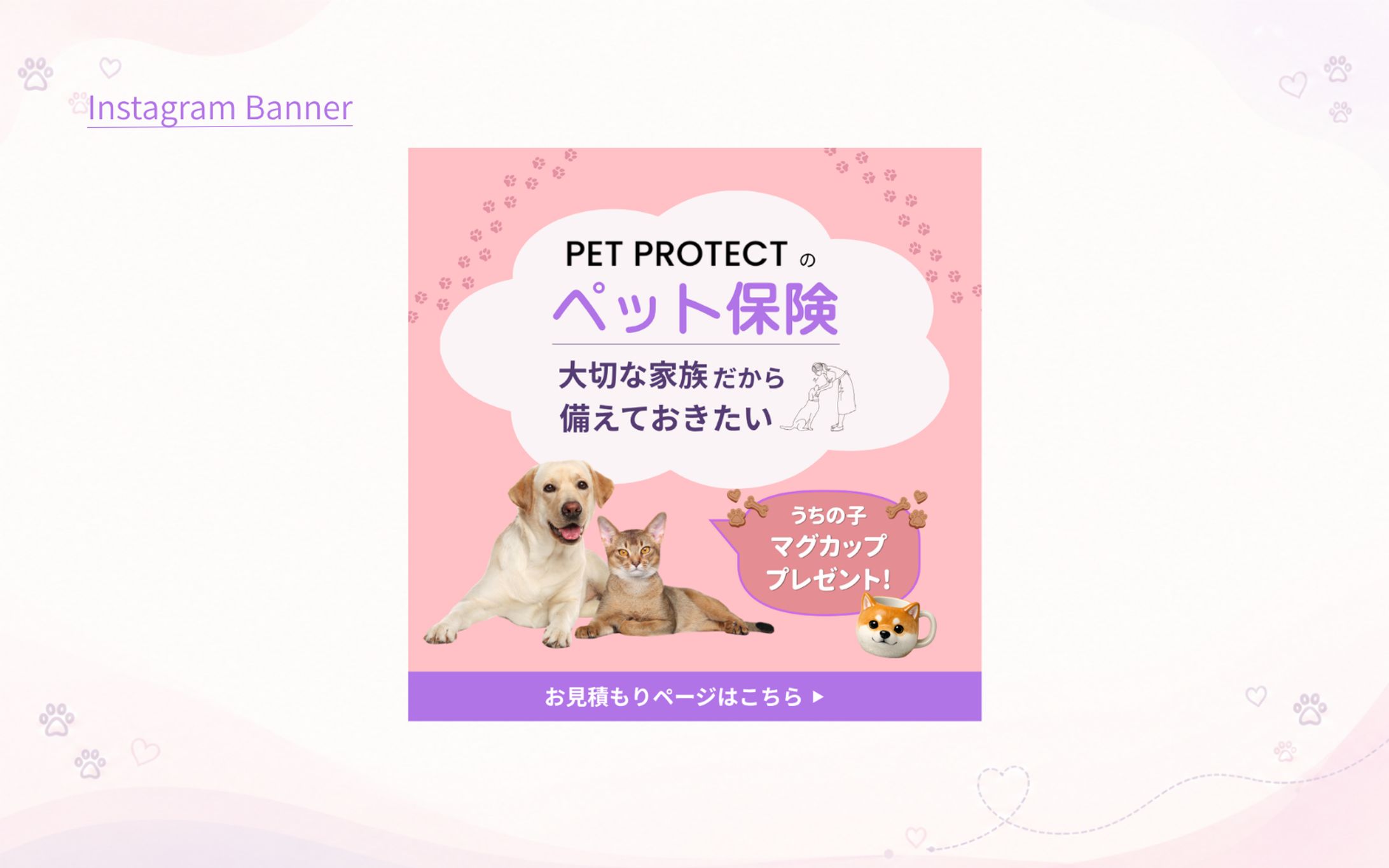 canva自習会　架空案件　ペット保険 バナー 　Instagram　メインビジュアル-1