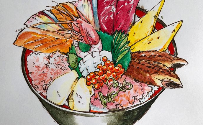 水彩画　食べ物