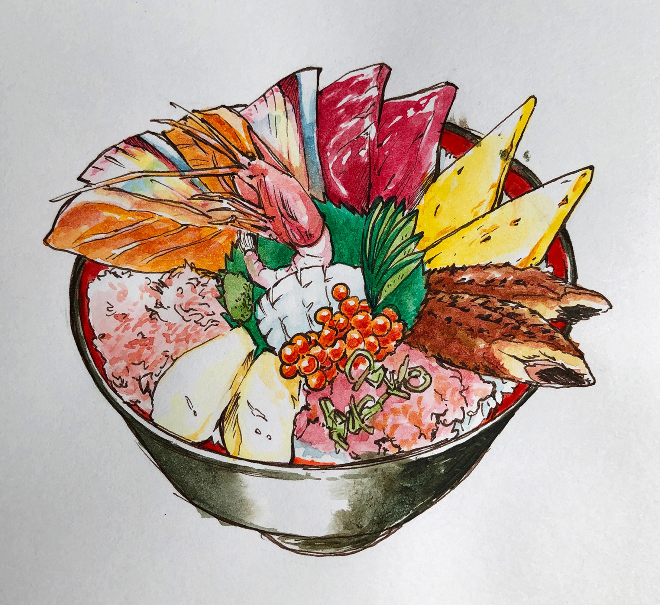 水彩画　食べ物-1