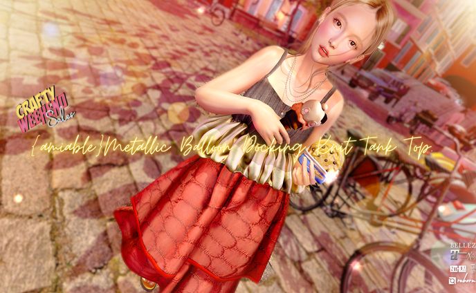 {amiable}Metallic Balloon Docking Knit Tank Top@main store(CRAFTY WEEKEND SALE).