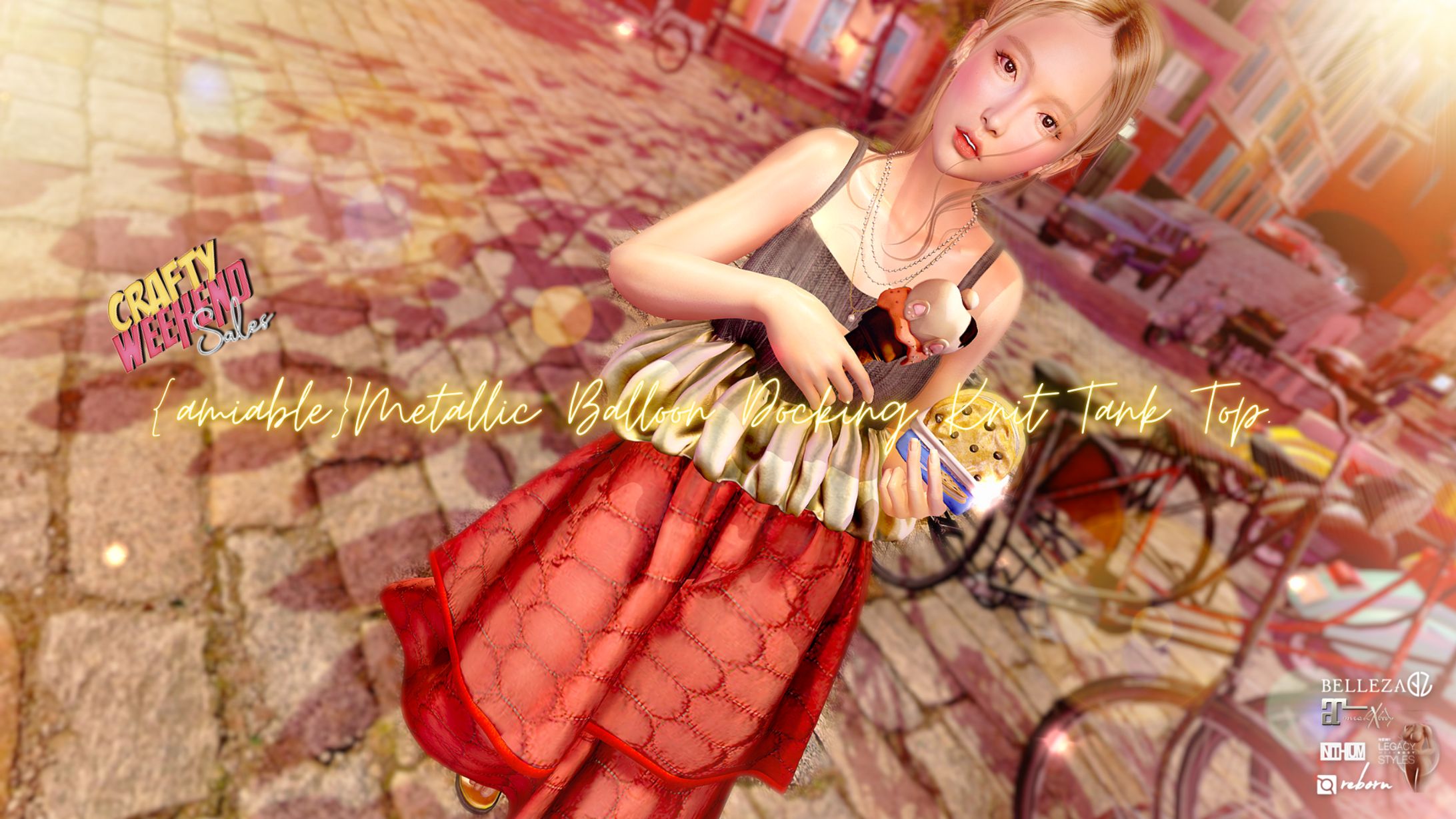 {amiable}Metallic Balloon Docking Knit Tank Top@main store(CRAFTY WEEKEND SALE).-1