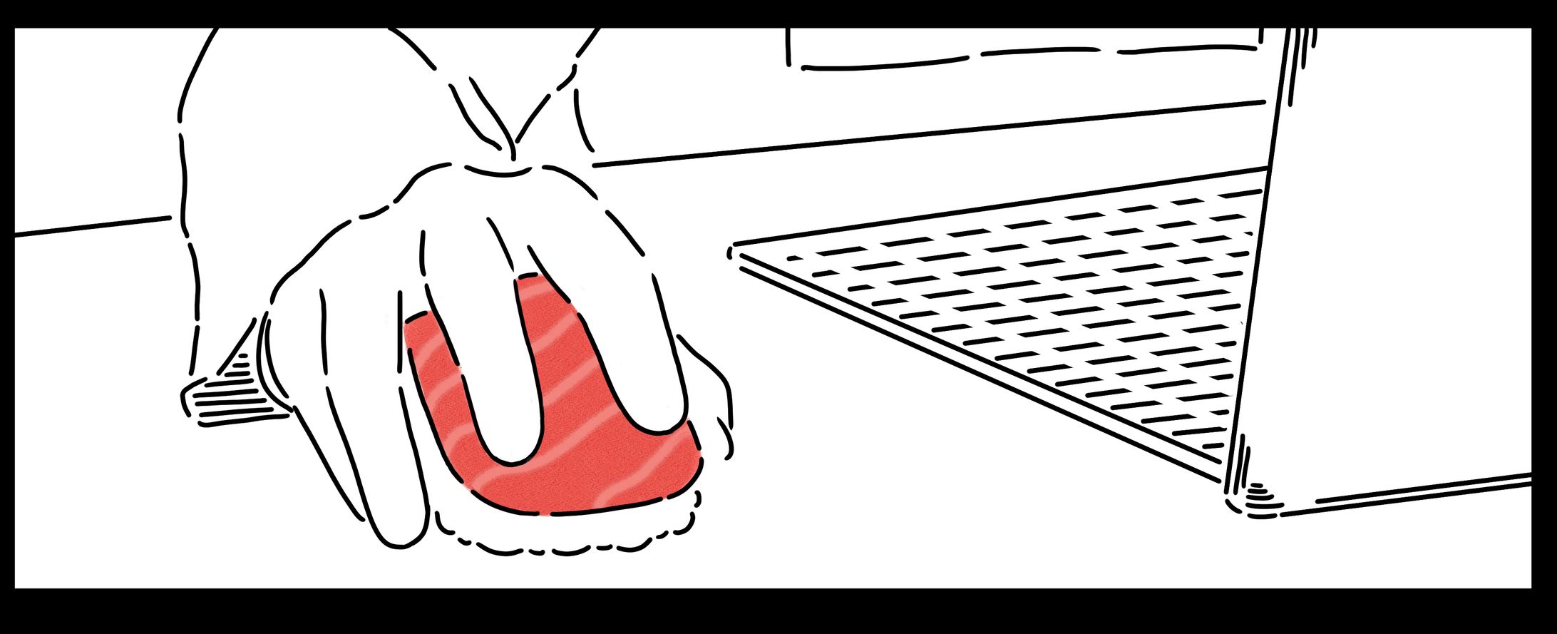 マウスかと思ったら寿司を握っている人のイラスト-1