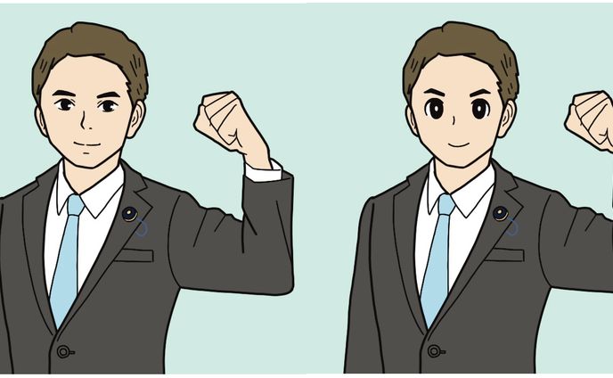 スーツの男性（顔の違い）