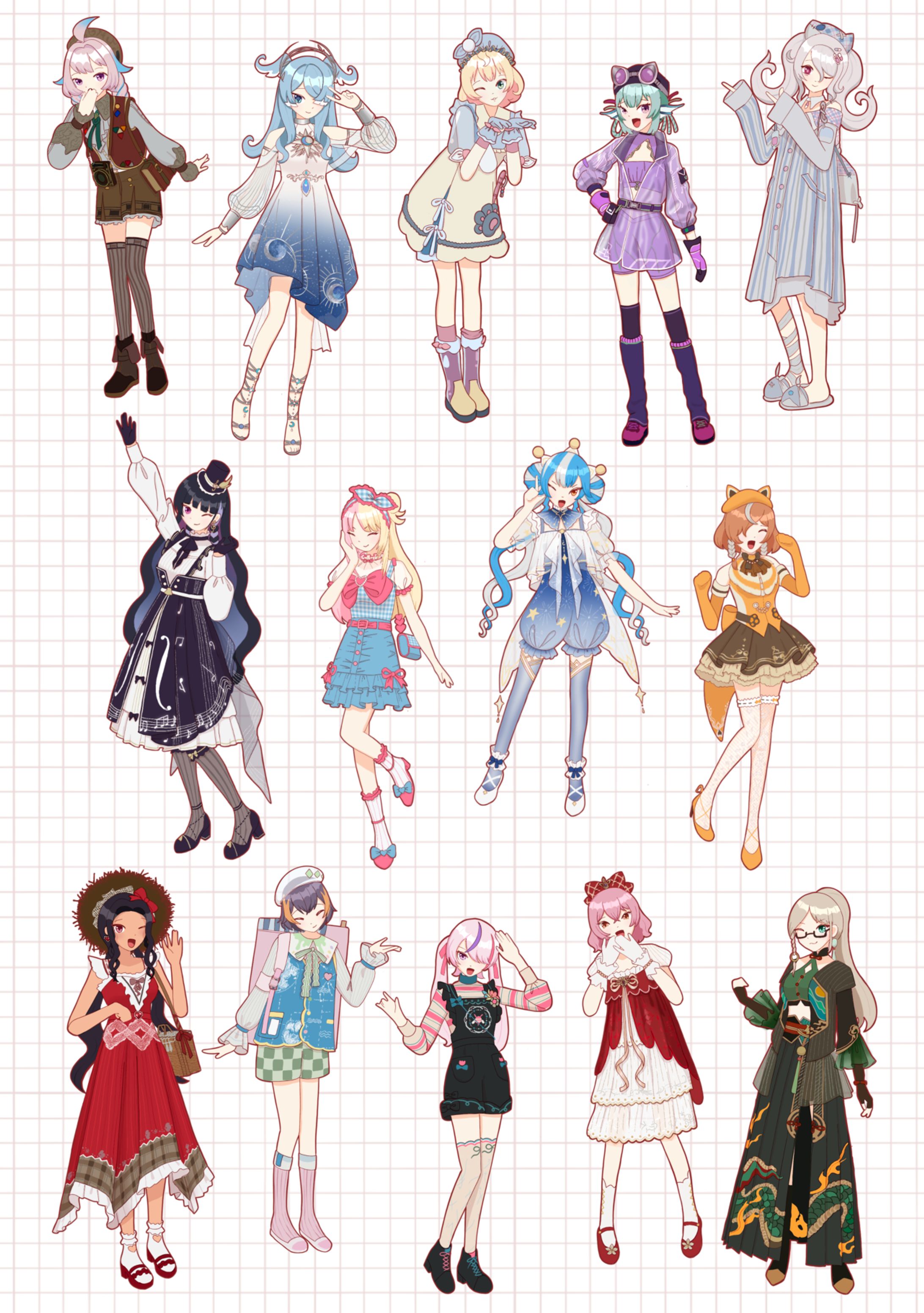 [fanart] niji girls in infinikki outfits ୨୧-1