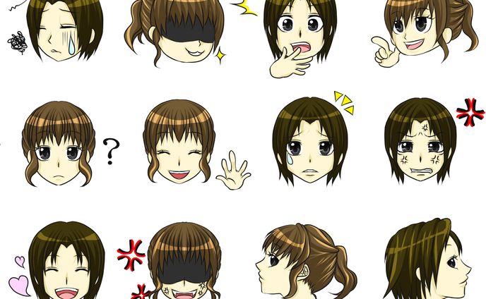 素材用　女の子の様々な表情イラスト