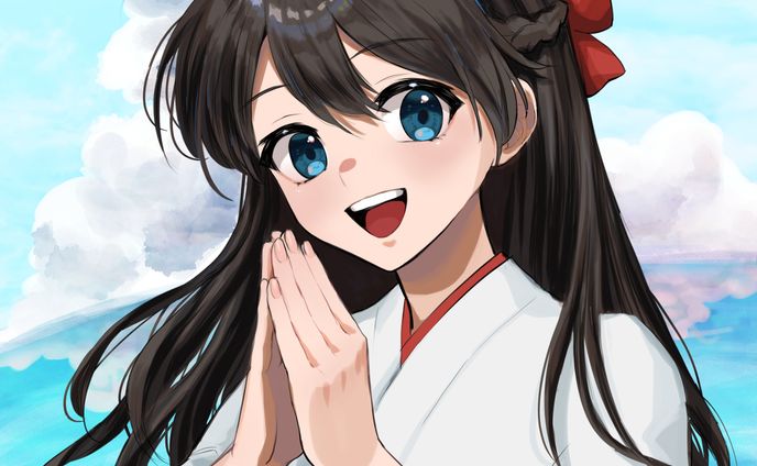 等身イラスト、神社