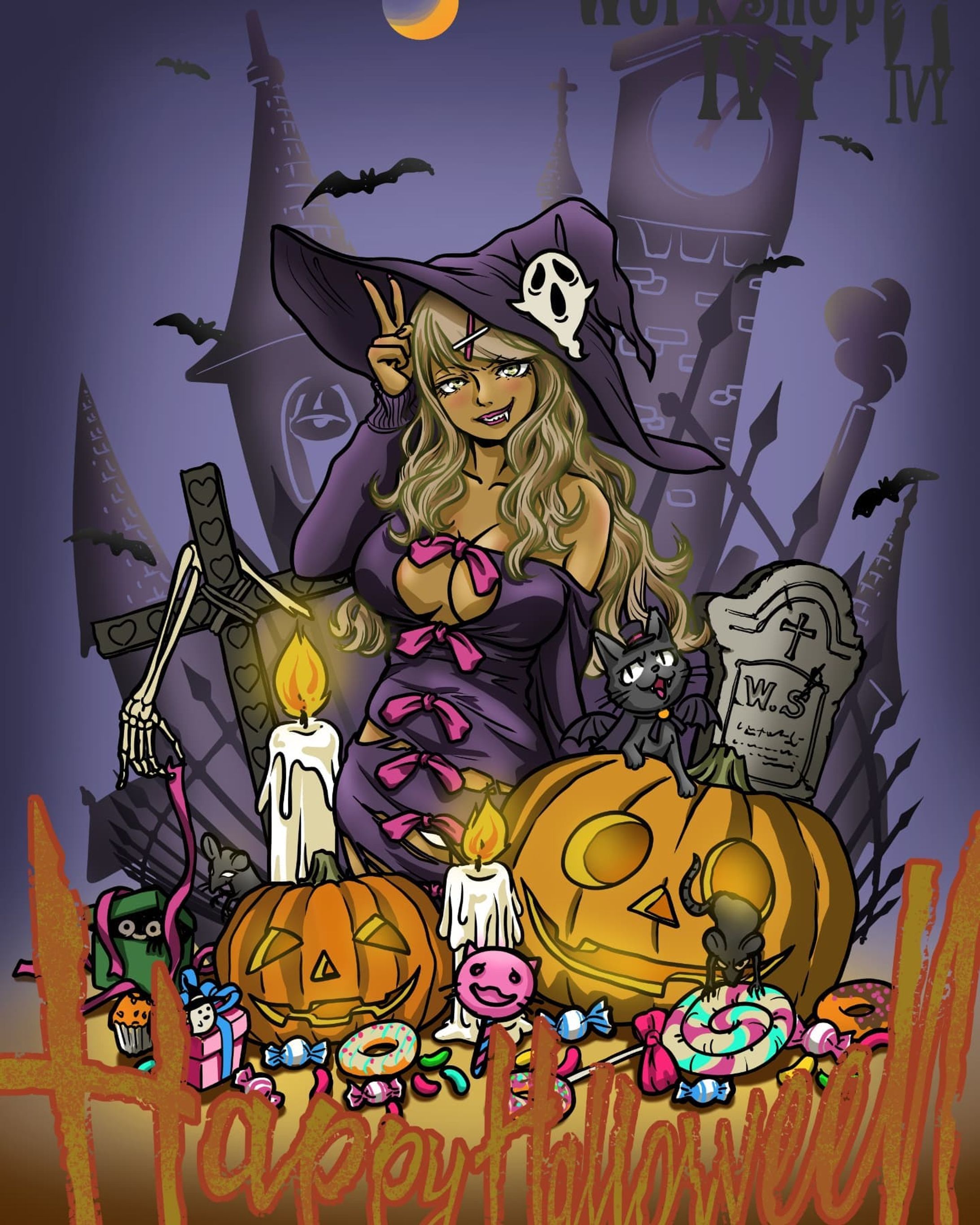 ハロウィンの時に２時間で間に合せに描いたイラストを描き直しました。 #girlsillustration #girlsillustrations #illustration-1