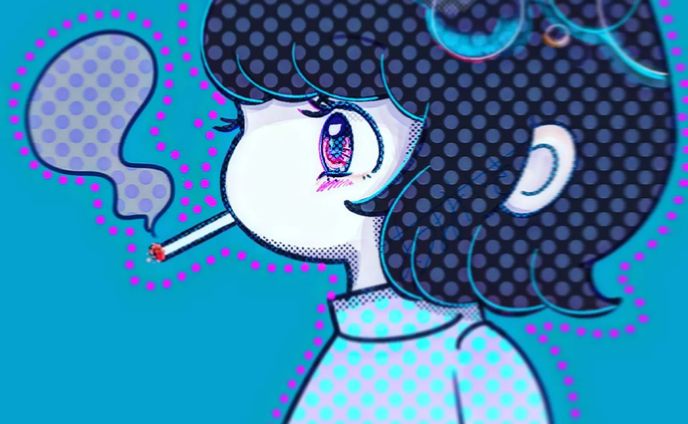 smoking girl🚬
#Illustration 
#procreate 
#digitalart