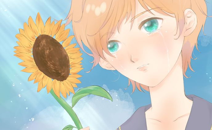 ひまわりと少年
