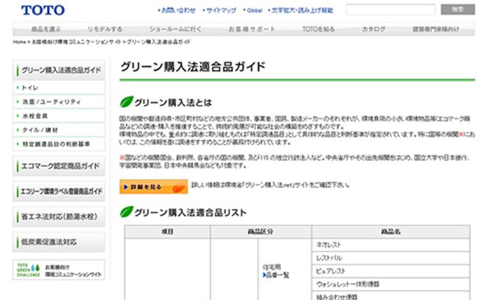 TOTO株式会社：環境webサイト
