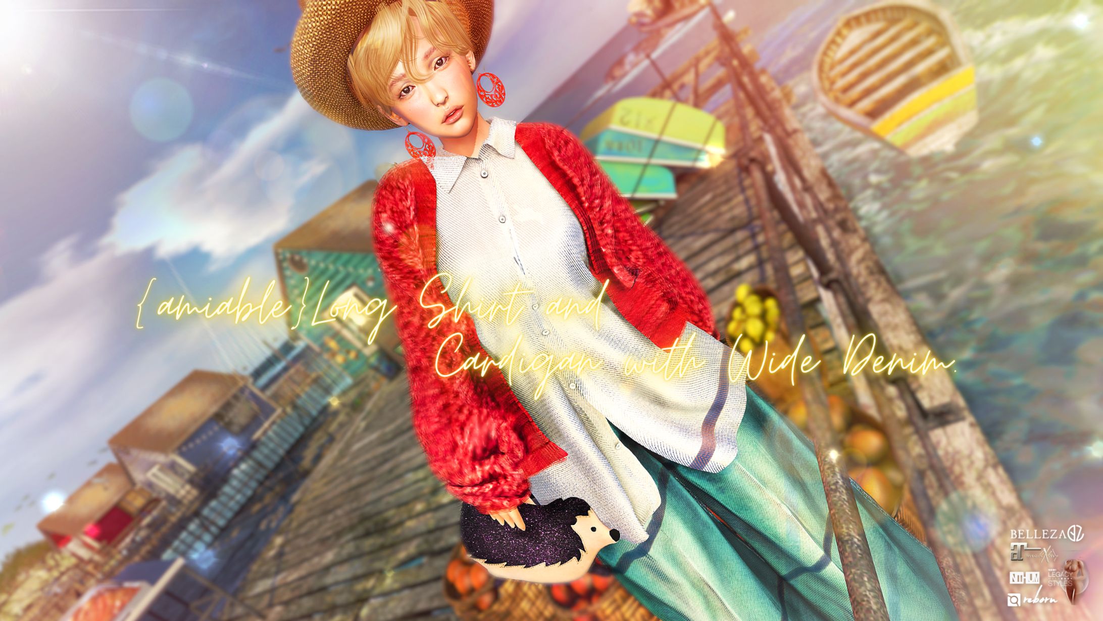 {amiable}Cardigan & Long Shirt with Wide Denim Pants@Dubai(50%OFF SALE).-1