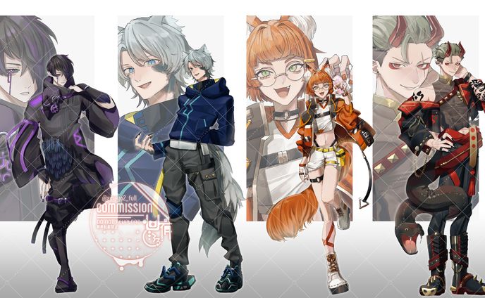 【ご依頼】キービジュアルキャラクターデザイン+全身立ち絵+SDイラスト