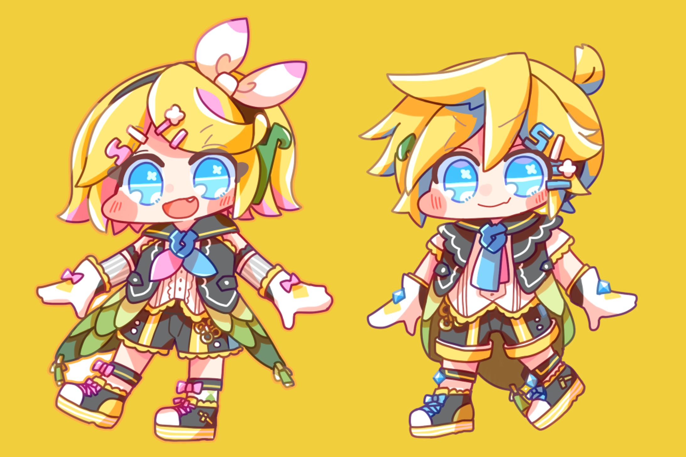 MIKUcrossing鏡音リンレンデフォルメイラスト-1