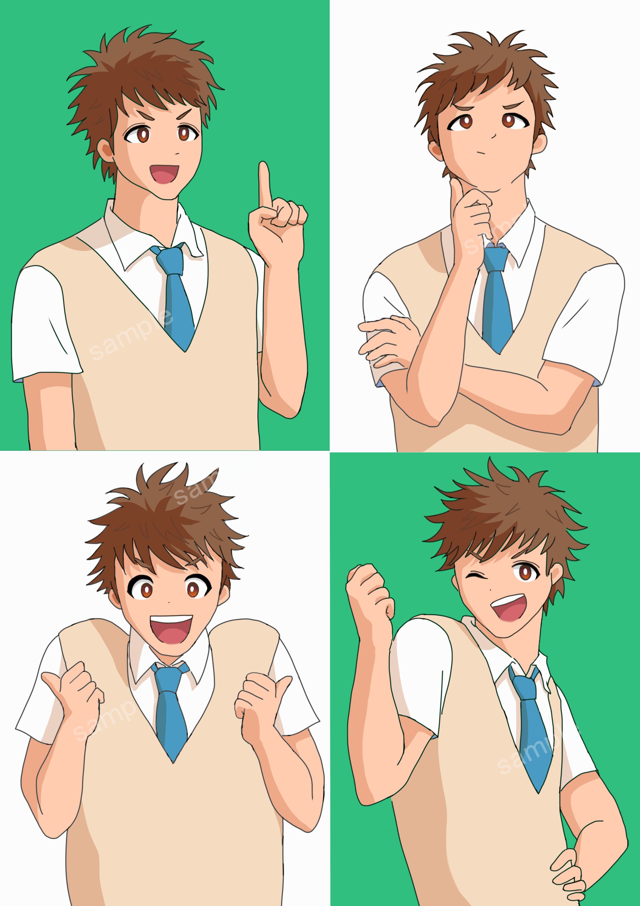 中高生男子4ポーズ-1