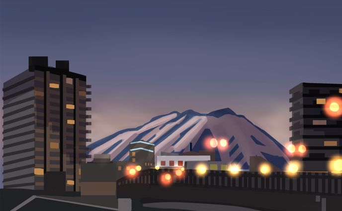 岩手山夕暮れ