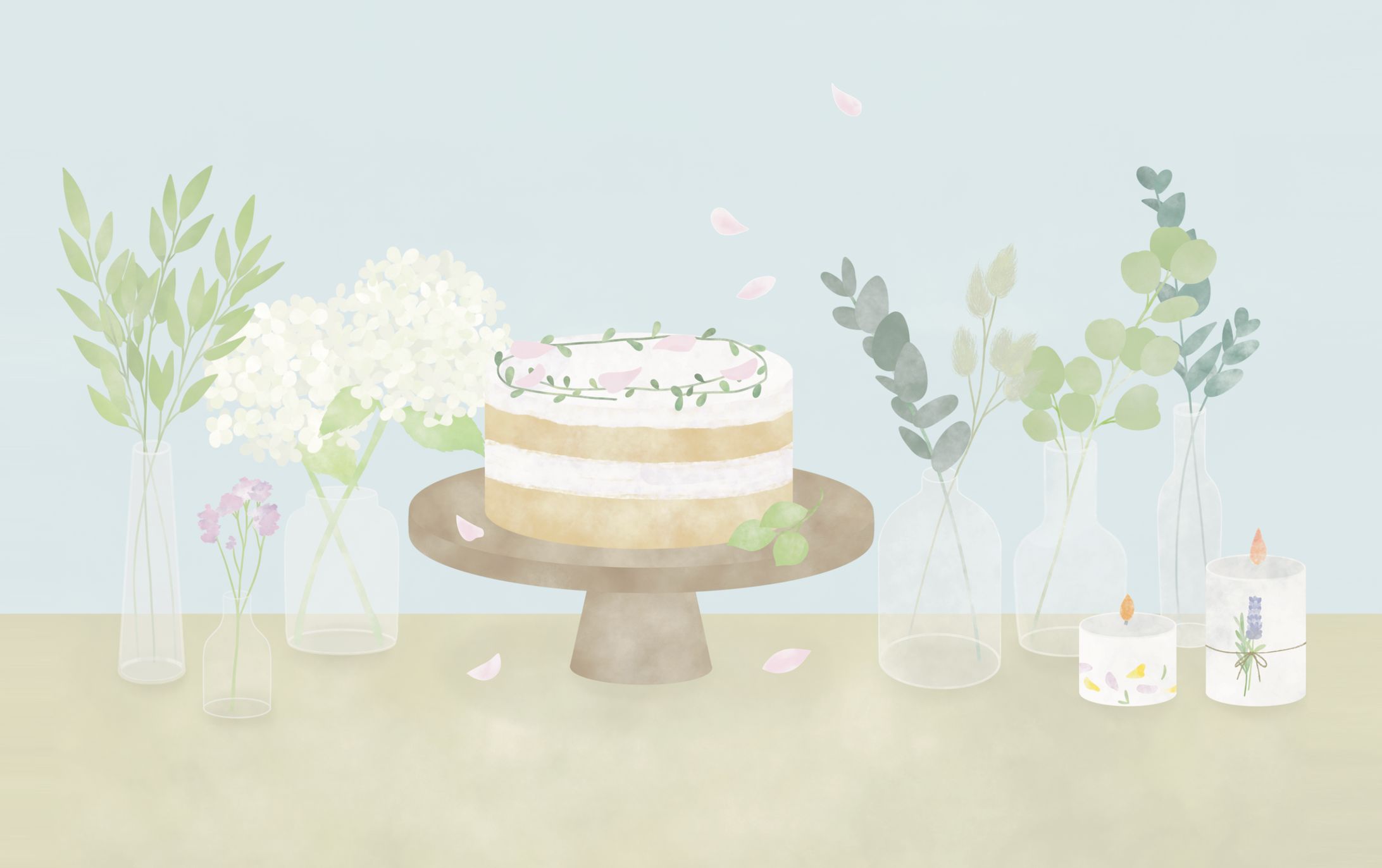 ケーキとドライフラワー-1